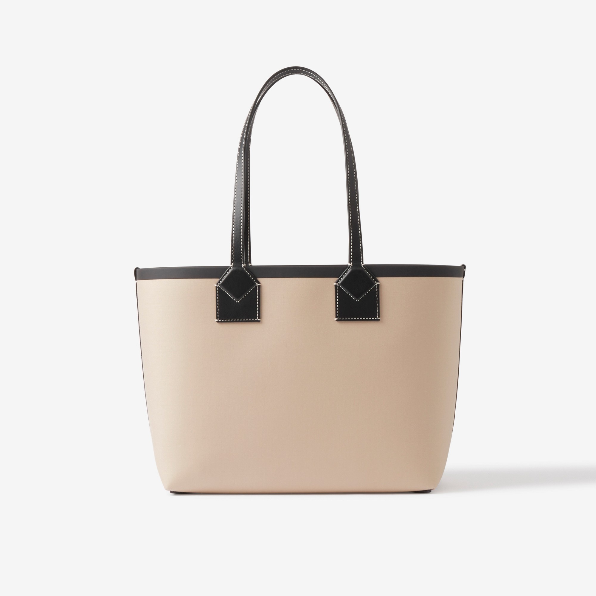 Label Print Cotton and Leather Small London Tote Bag - 3