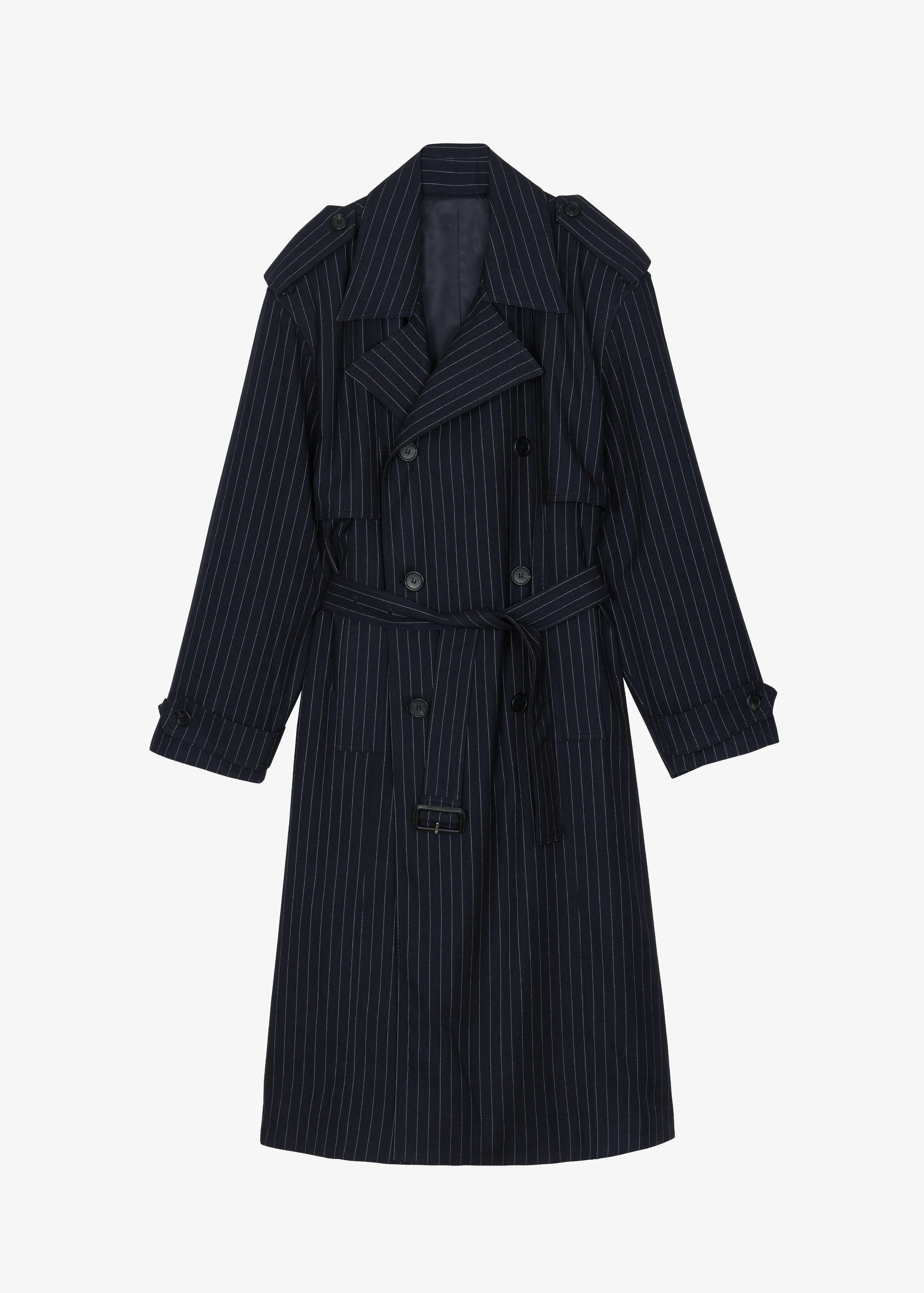 Salford Pinstripe Trench - Navy - 1
