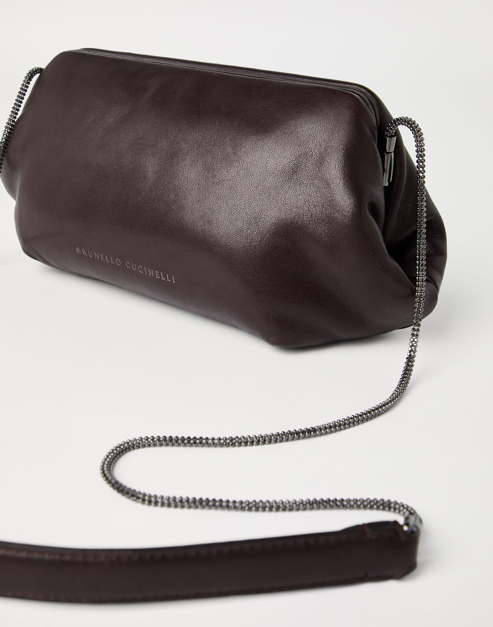 Eclipse bag in glossy nappa leather with precious chain - 3