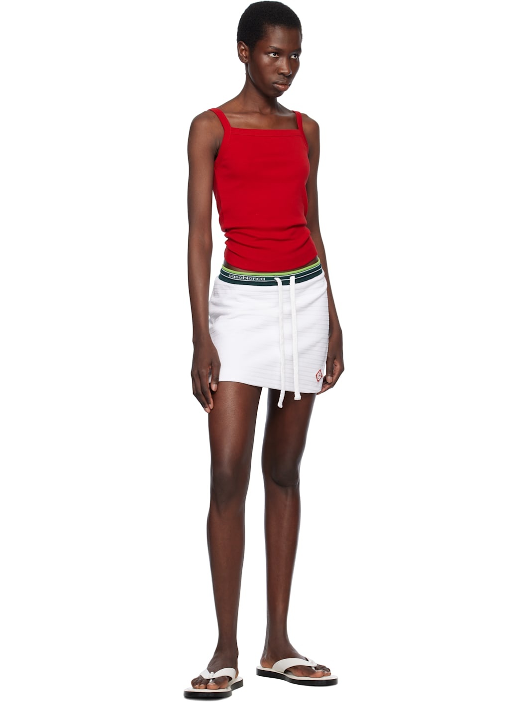 White Textured Velour Tennis Miniskirt - 4