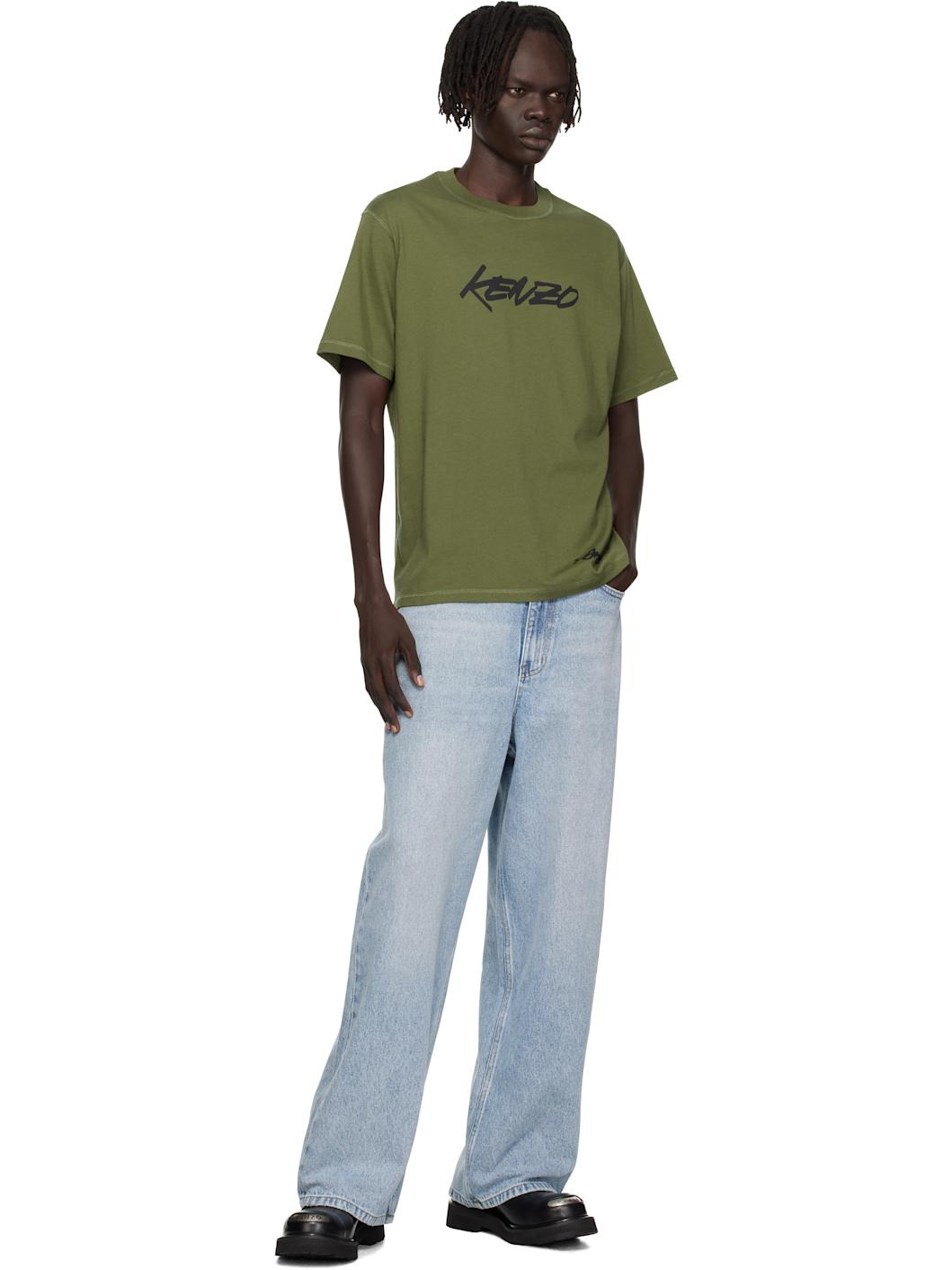 Khaki Kenzo Paris Futura 2000 Edition Cotton T-shirt - 4