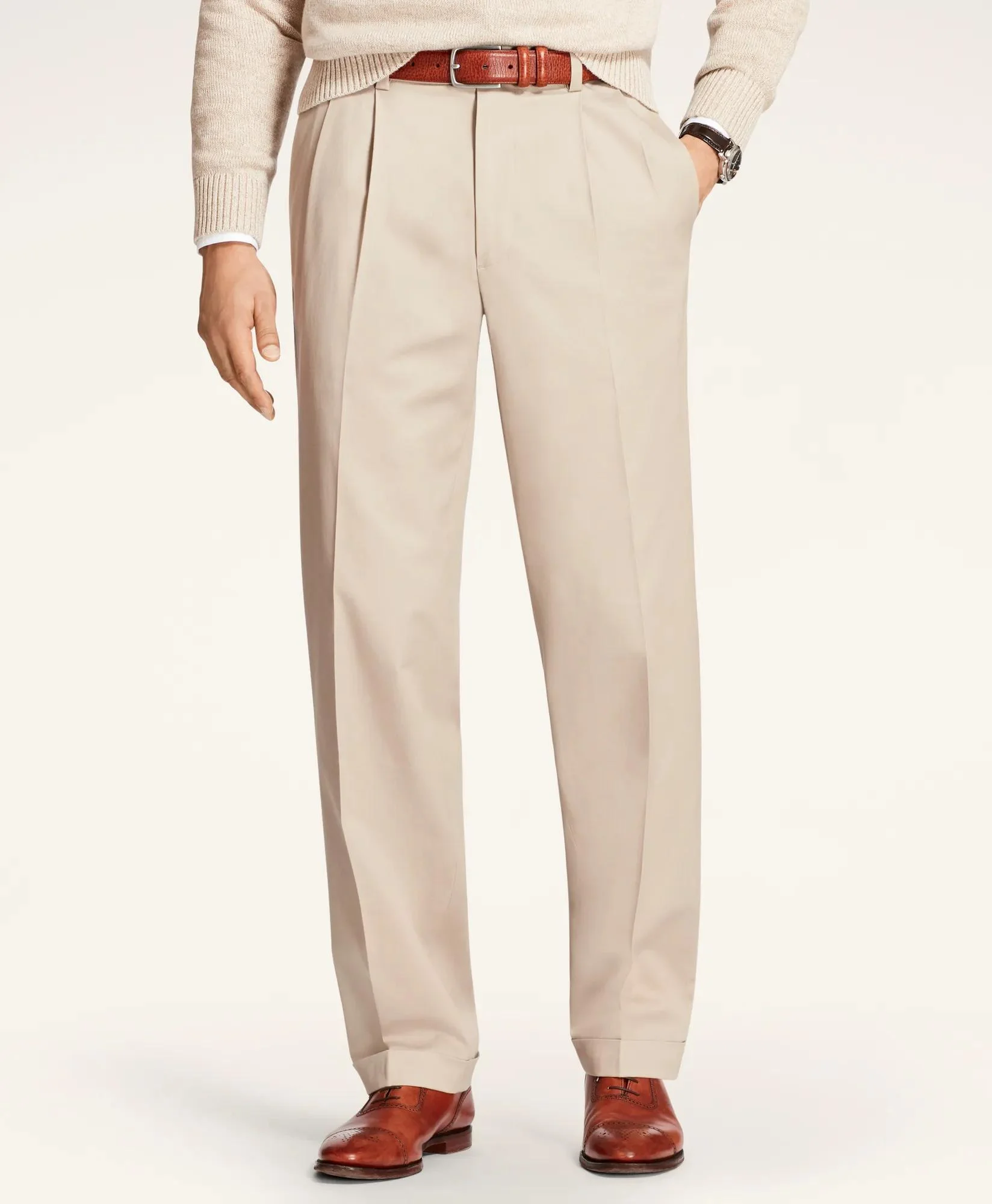 Pleated Traditional Fit Cotton Advantage Chino® Pants - 1