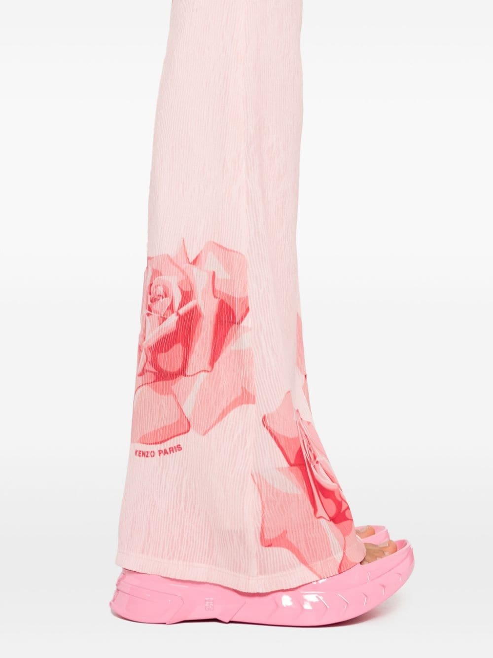 rose-print flared trousers - 5