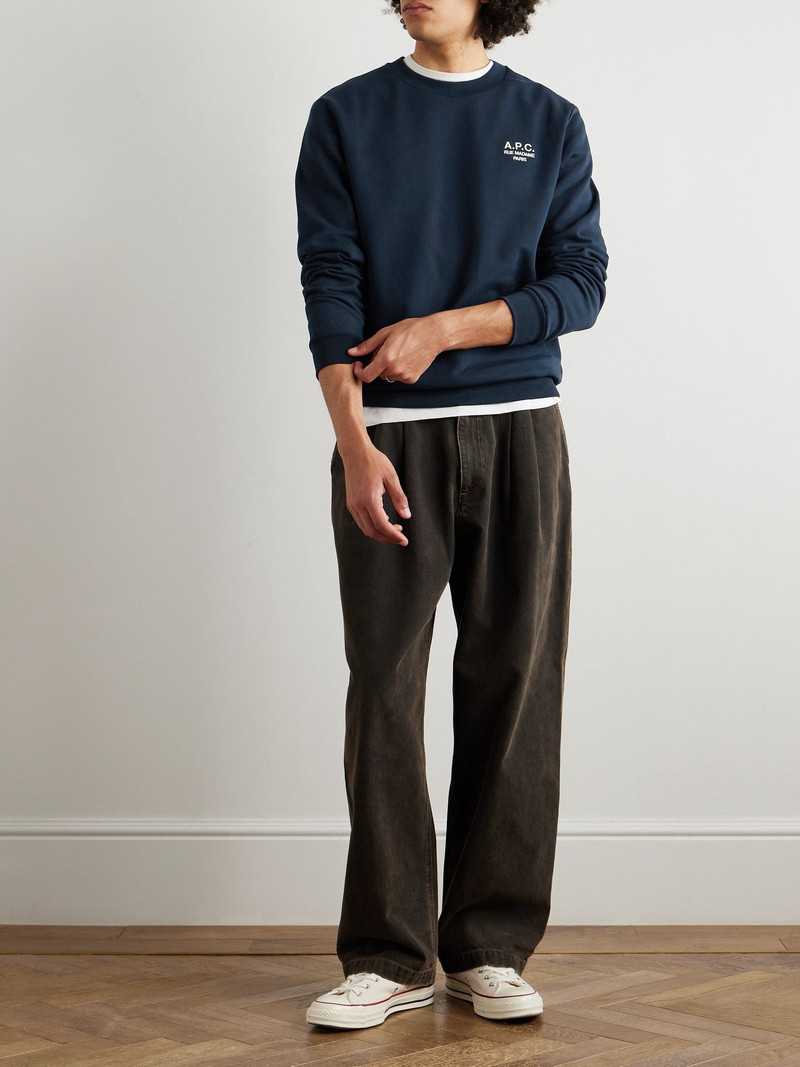 A.P.C. Logo-Embroidered Organic Cotton-Jersey Sweatshirt Navy outlook
