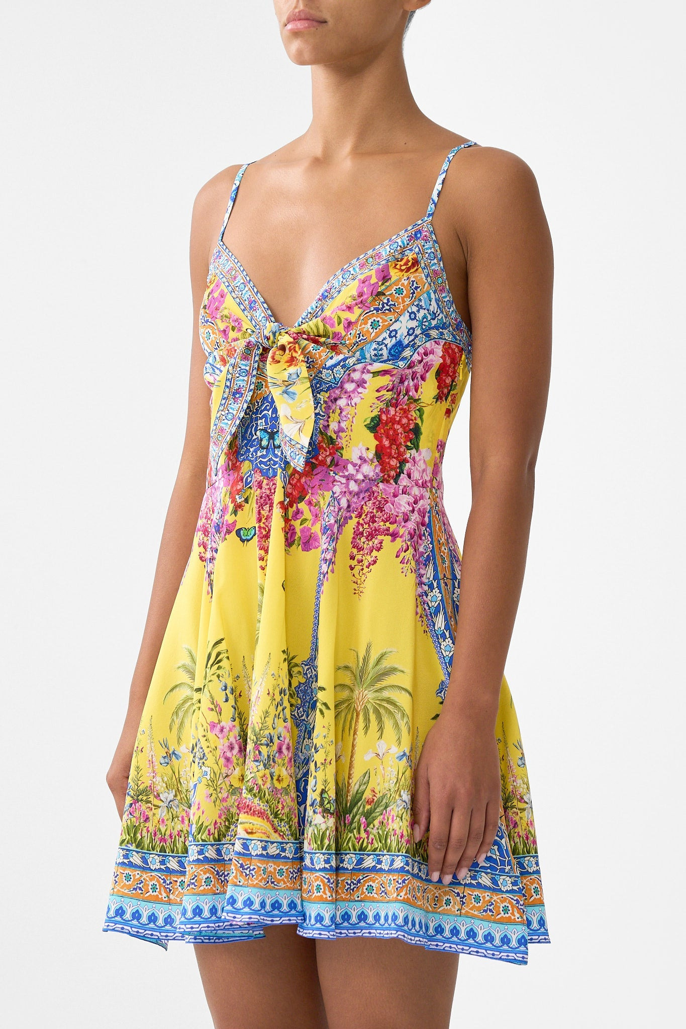SHORT DRESS WITH TIE FRONT - 4