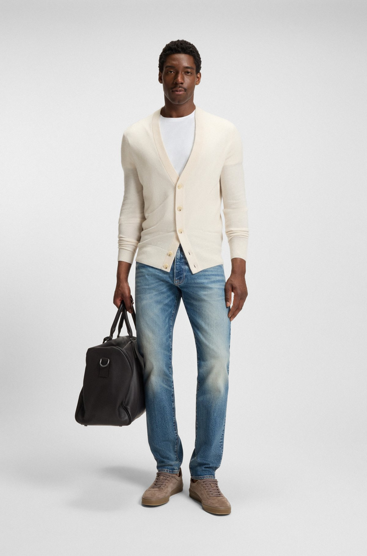 BECKHAM X BOSS SLIM-FIT JEANS IN VINTAGE-WASH DENIM - 3