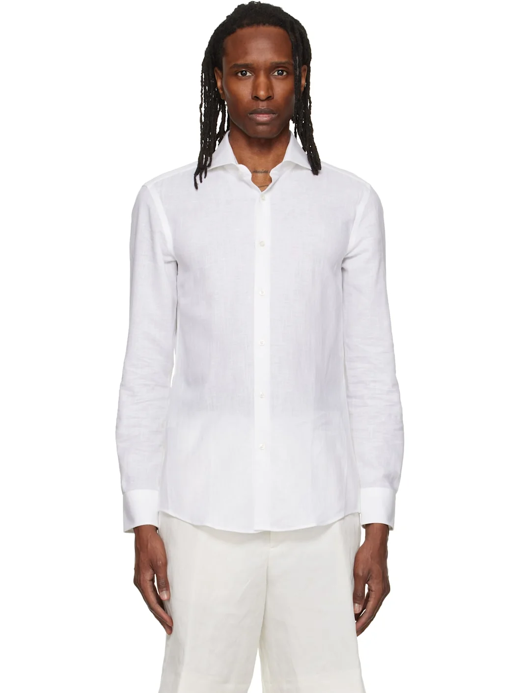 White Linen & Cotton Shirt - 1