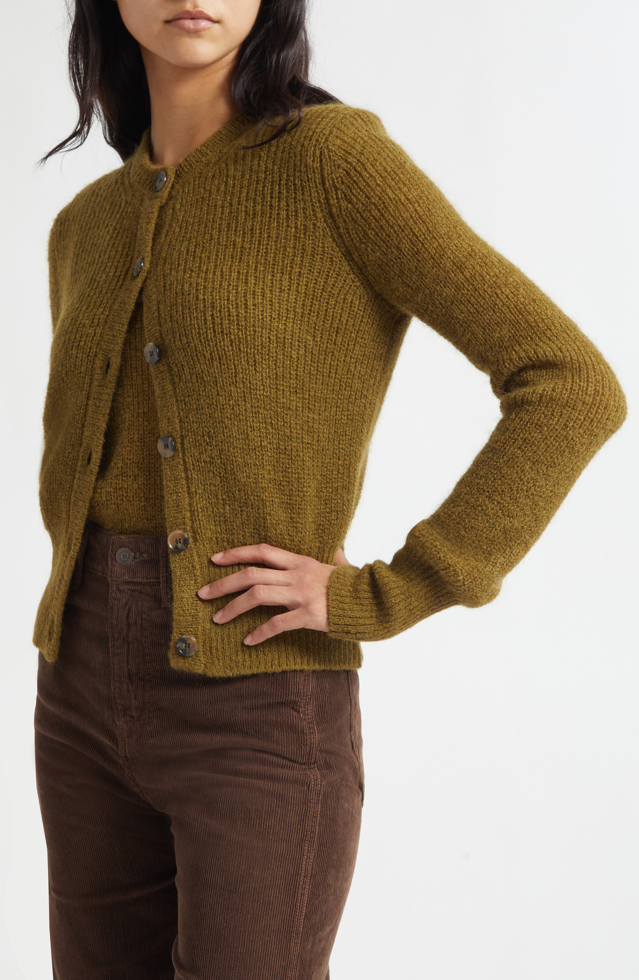 Veronica Beard Gilmour Crop Cardigan in Moss at Nordstrom - 5