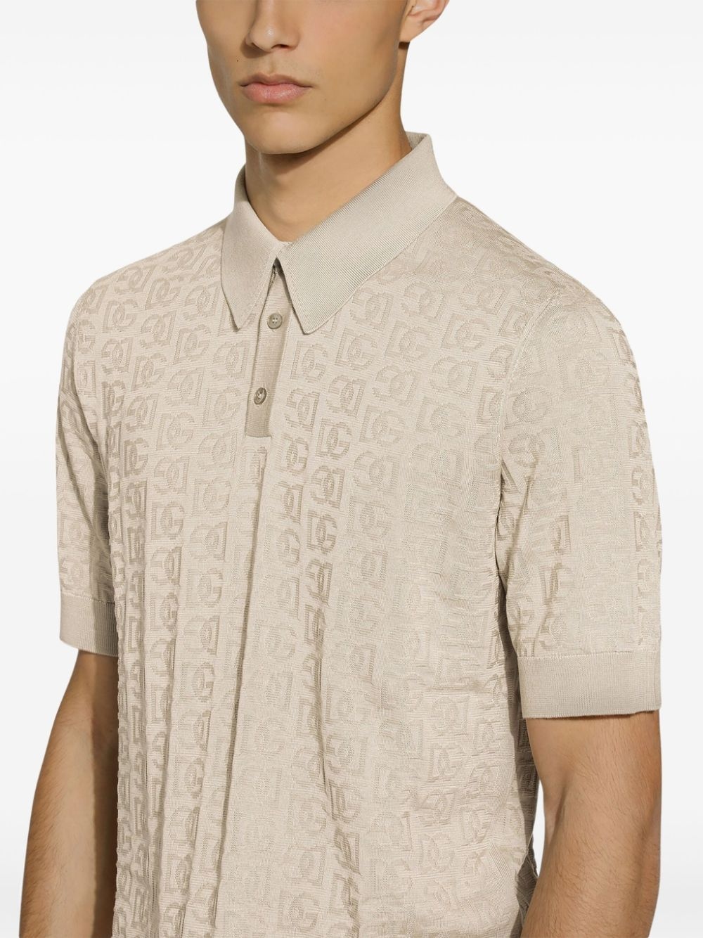monogram-jacquard silk polo shirt - 5