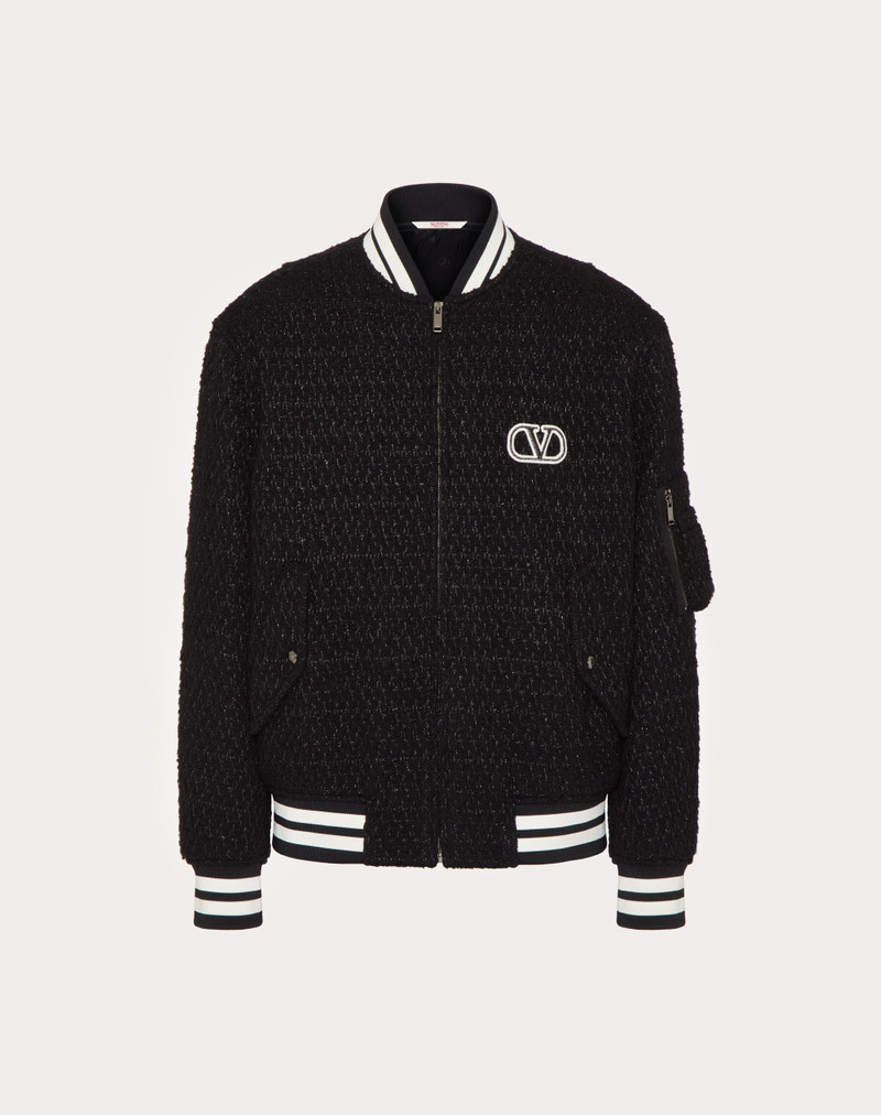 LUREX WOOL TWEED BOMBER JACKET WITH VLOGO SIGNATURE PATCH 1
