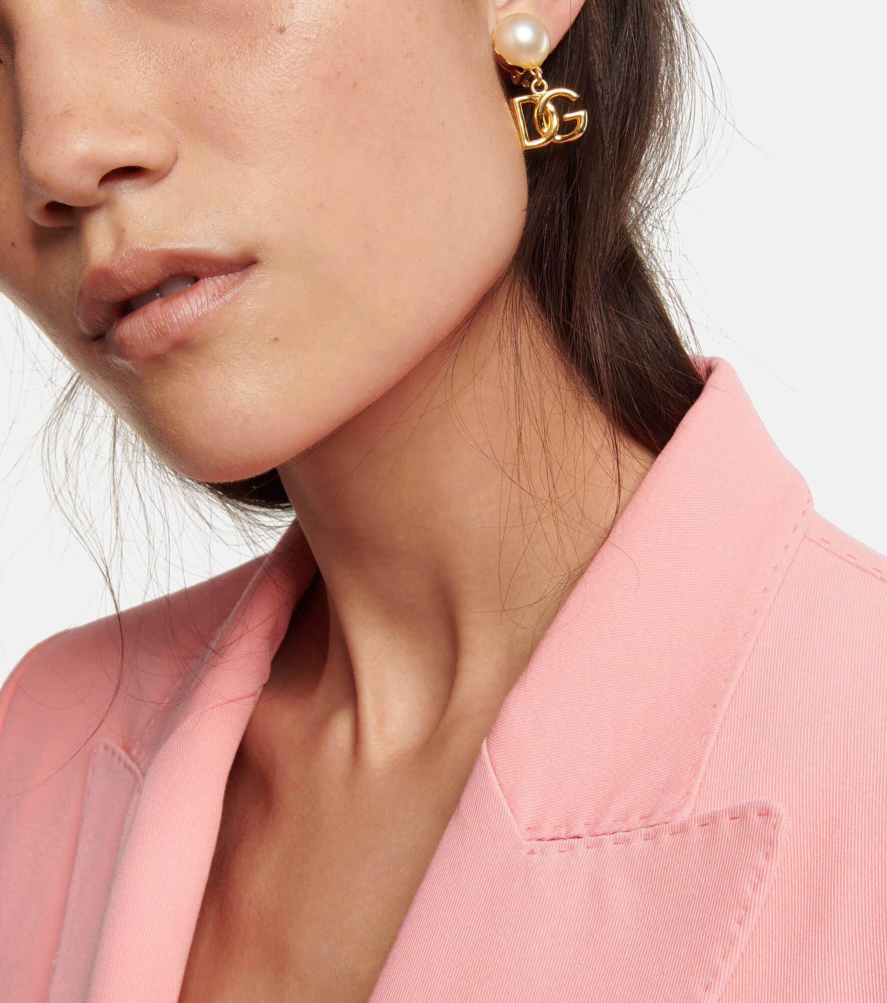 Logo faux pearl earrings - 3