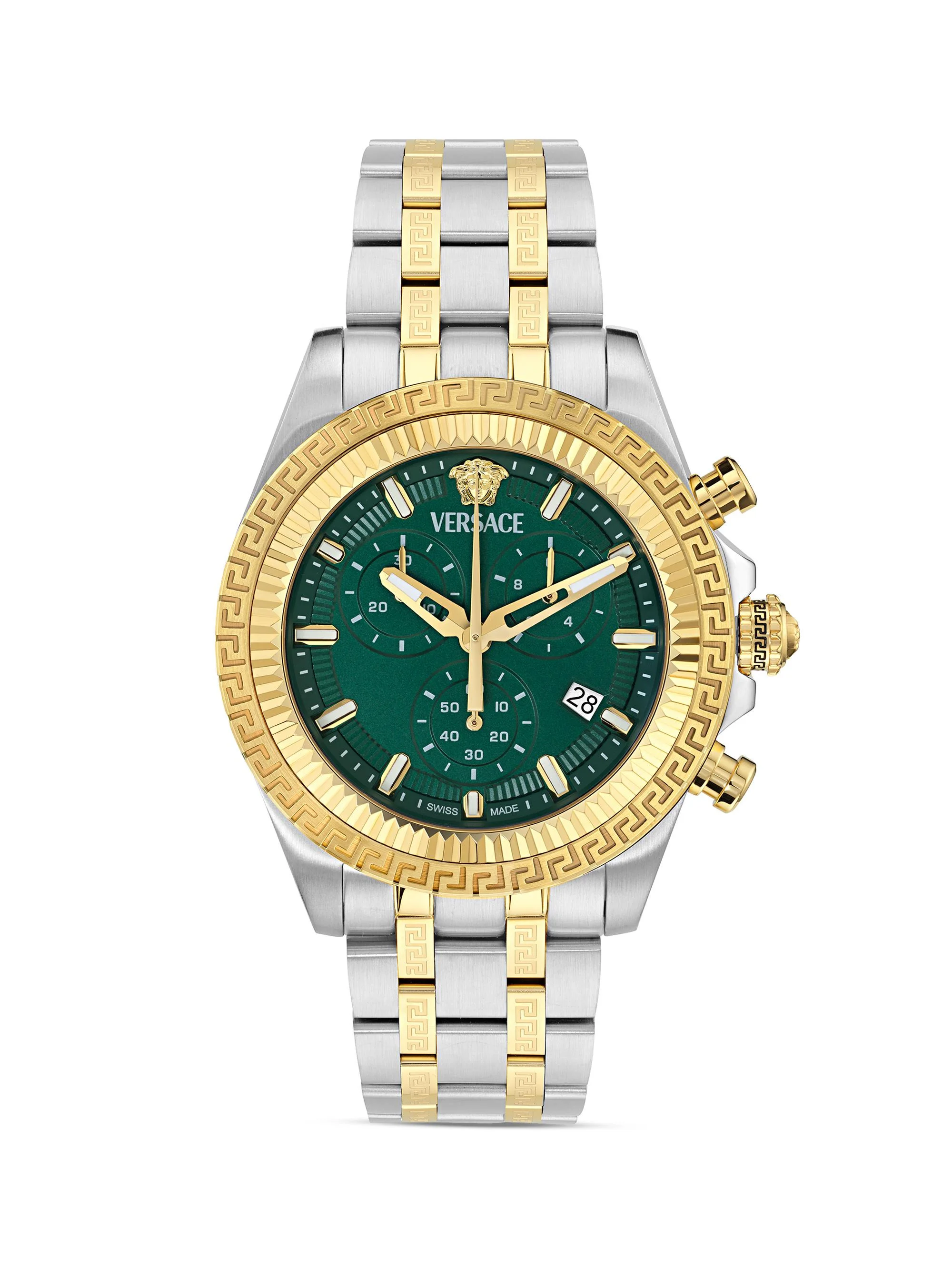Men's Stainless Steel Bracelet Watch/40MM - Twotonewithgreendial - 1