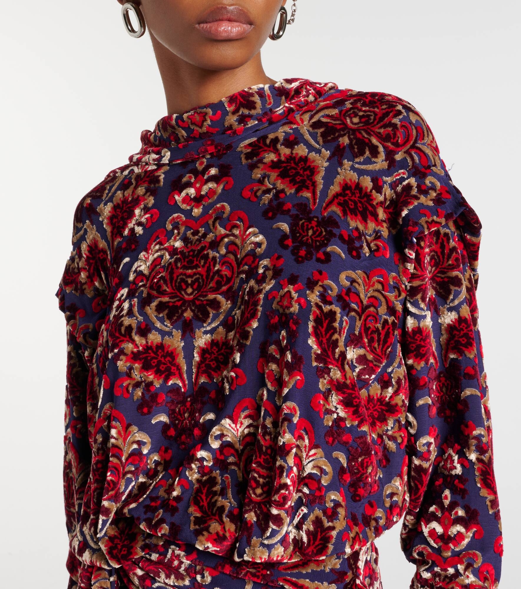 Draped jacquard maxi dress - 4