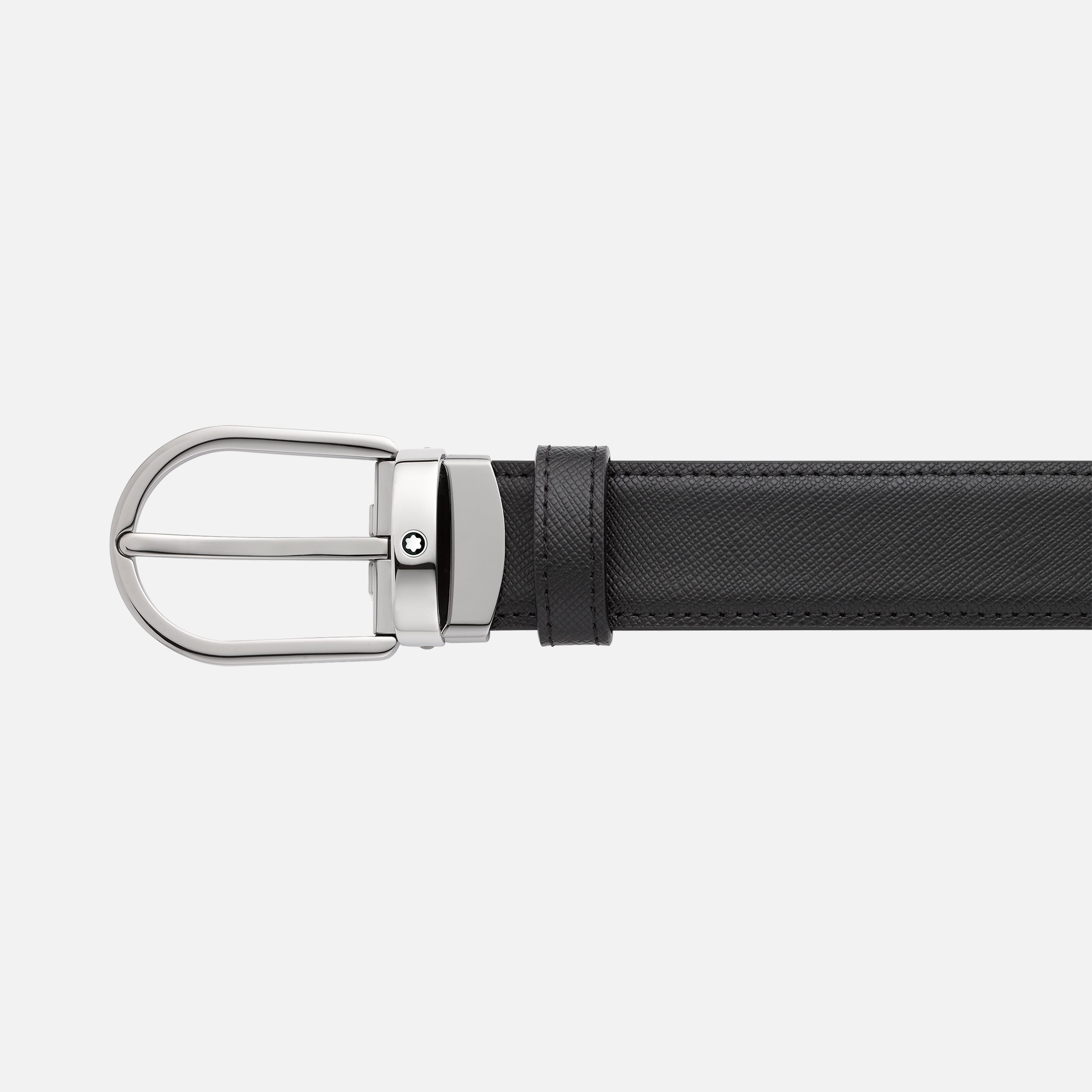 Horseshoe buckle black/blue 30 mm reversible leather belt - 2