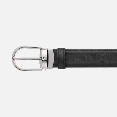 Montblanc Horseshoe buckle black/blue 30 mm reversible leather belt outlook