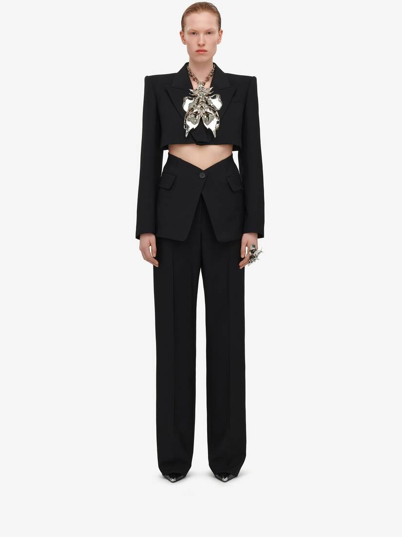 Women's Slashed Tailored Jacket in Black - 2