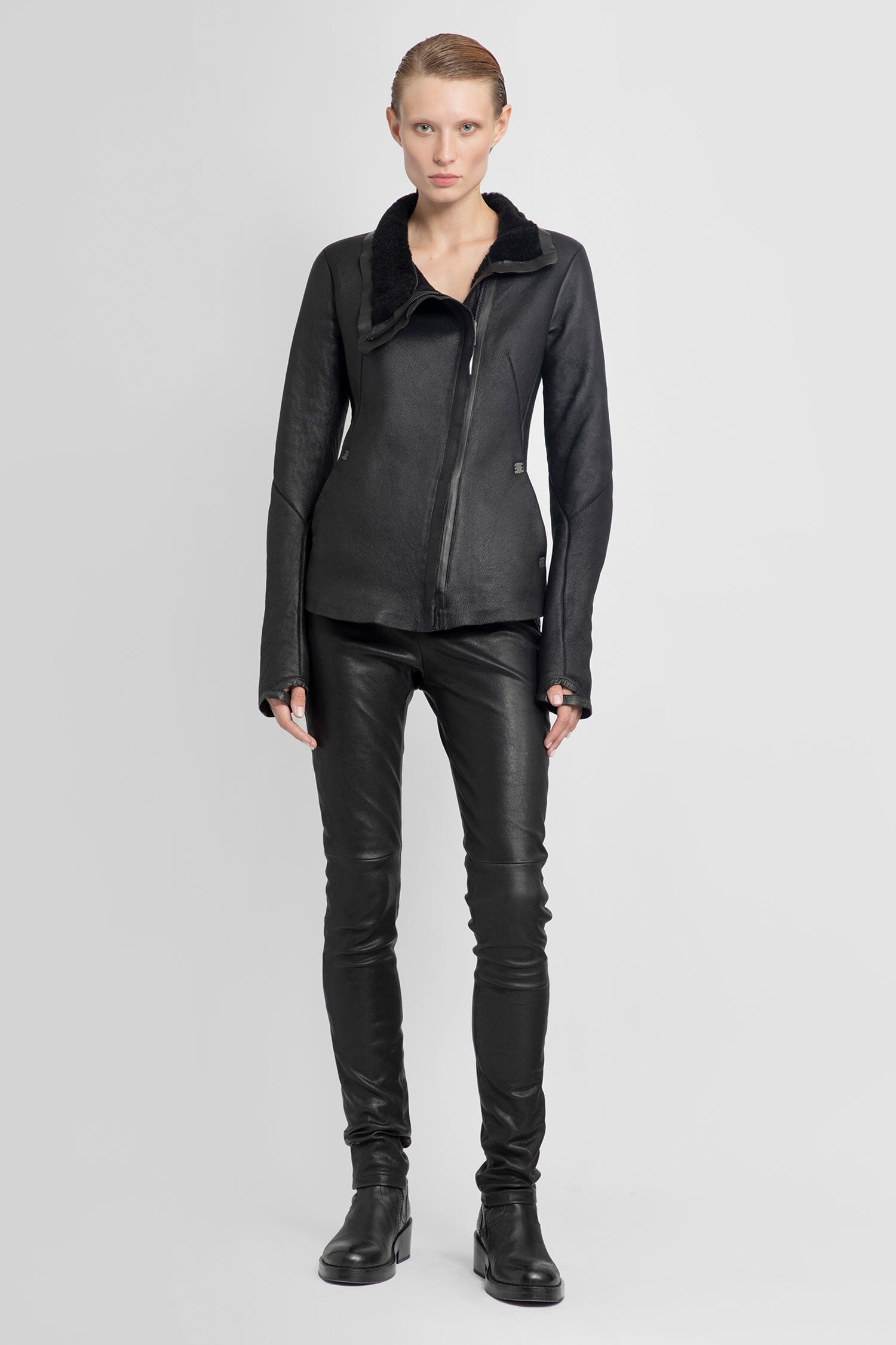 ISAAC SELLAM WOMAN BLACK LEATHER JACKETS - 5