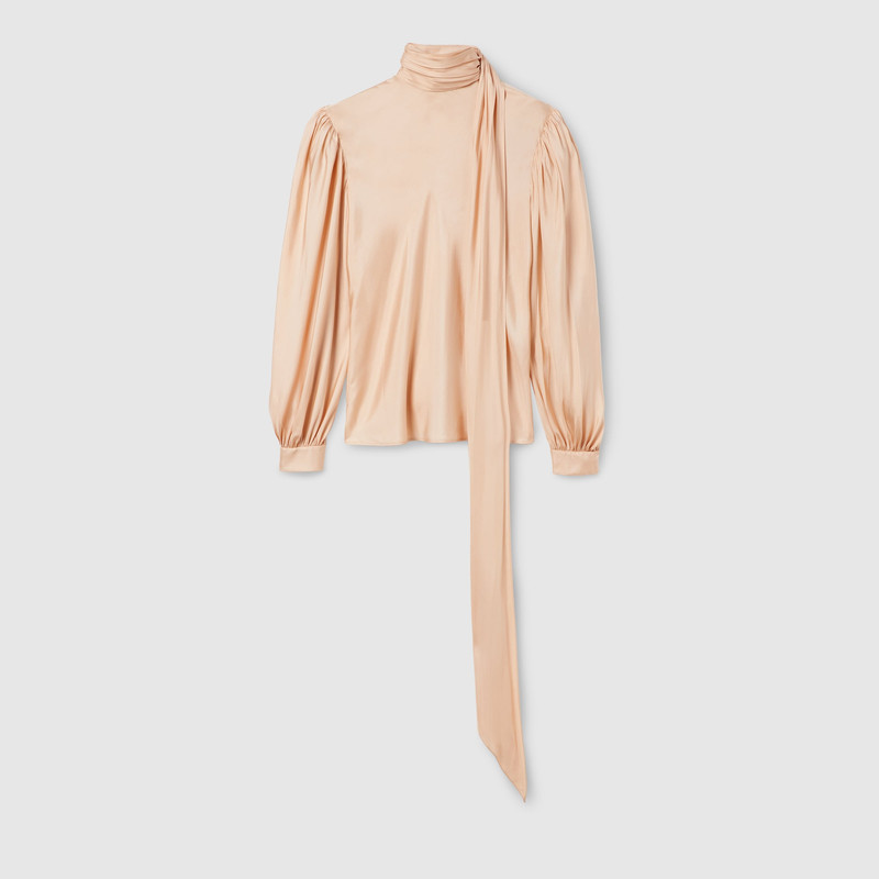 Silk twill shirt with ribbon 1