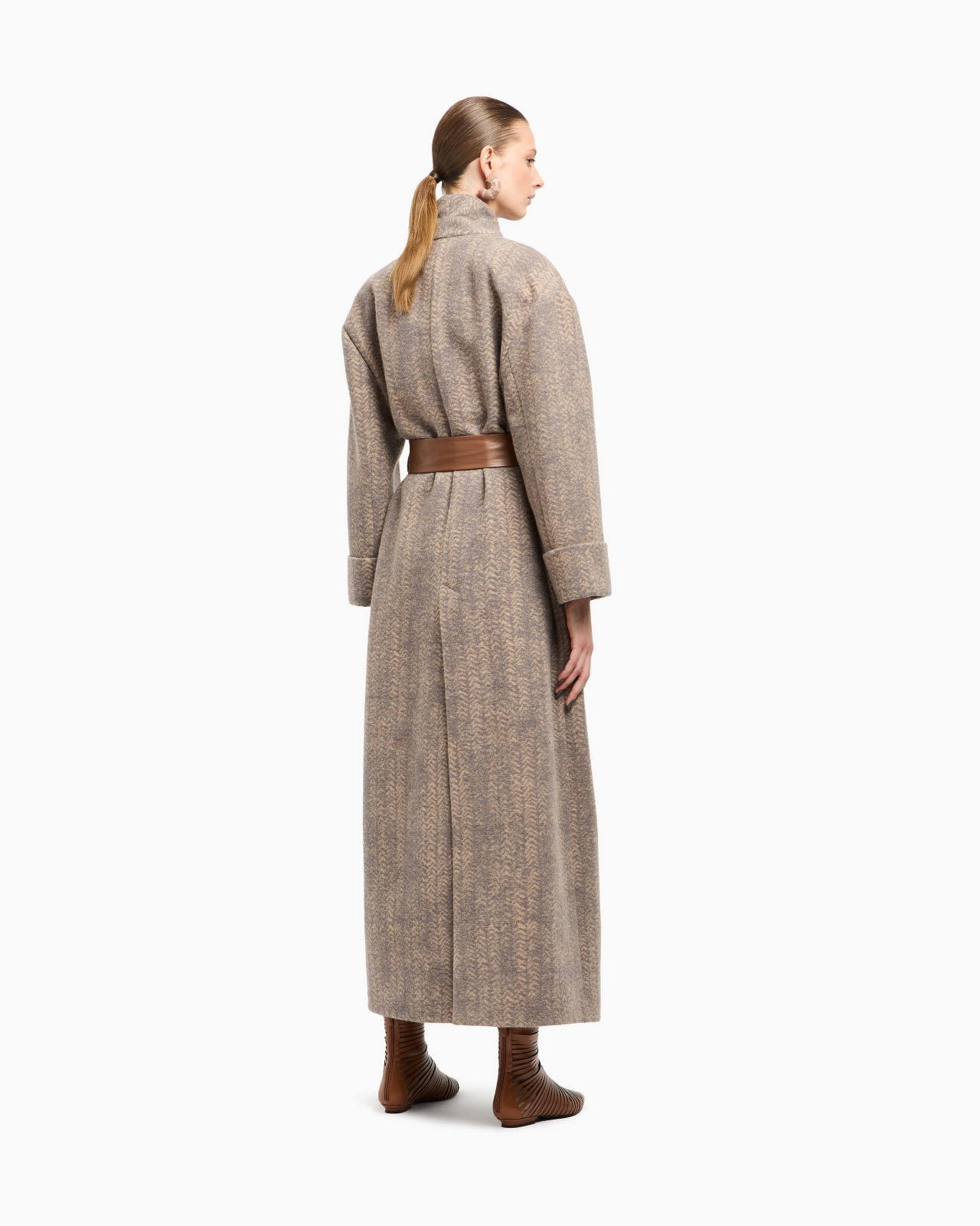 ASV CHEVRON WOOL AND CASHMERE LONG COAT - 3