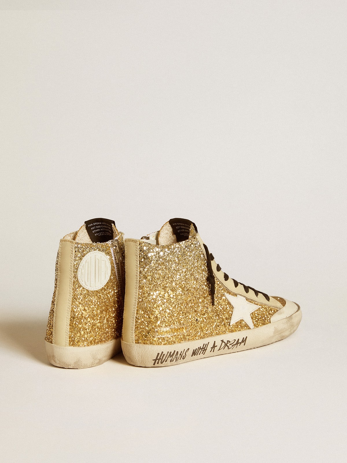 Francy Penstar in gold glitter with white leather star - 4