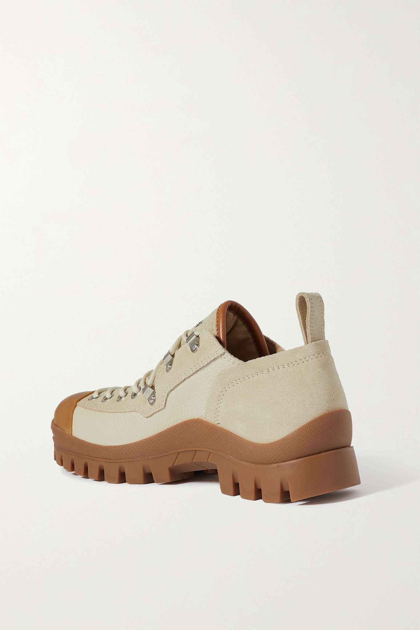 Rubber-trimmed textured-leather, suede and canvas sneakers - 3