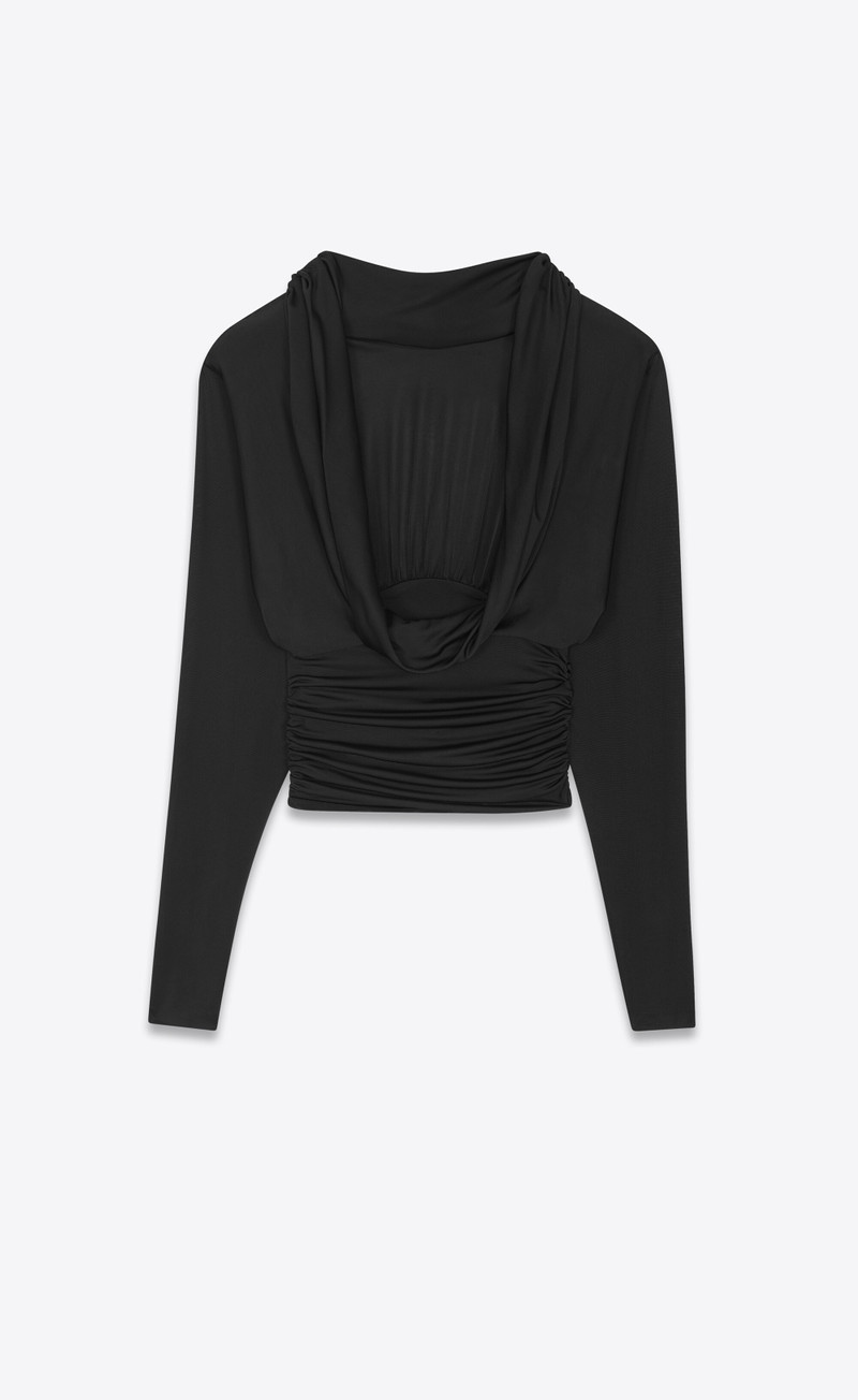 SAINT LAURENT long-sleeved top in shiny jersey outlook
