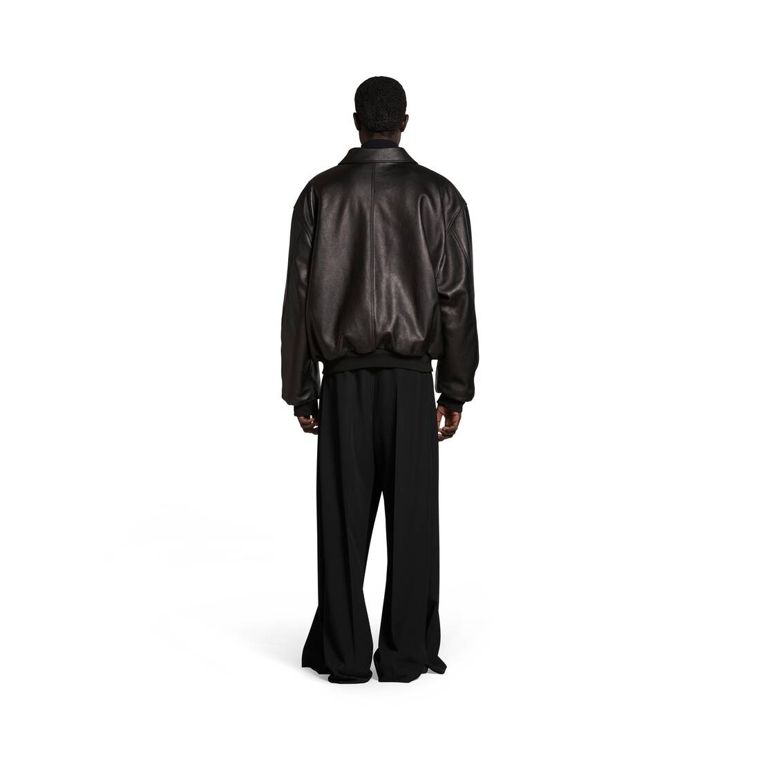 Sporty B Shearling Jacket in Black - 4