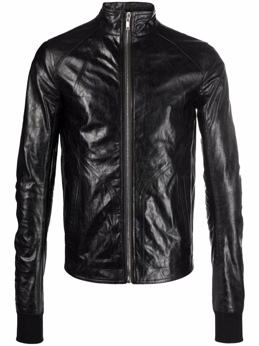 crinkled-effect leather jacket - 1