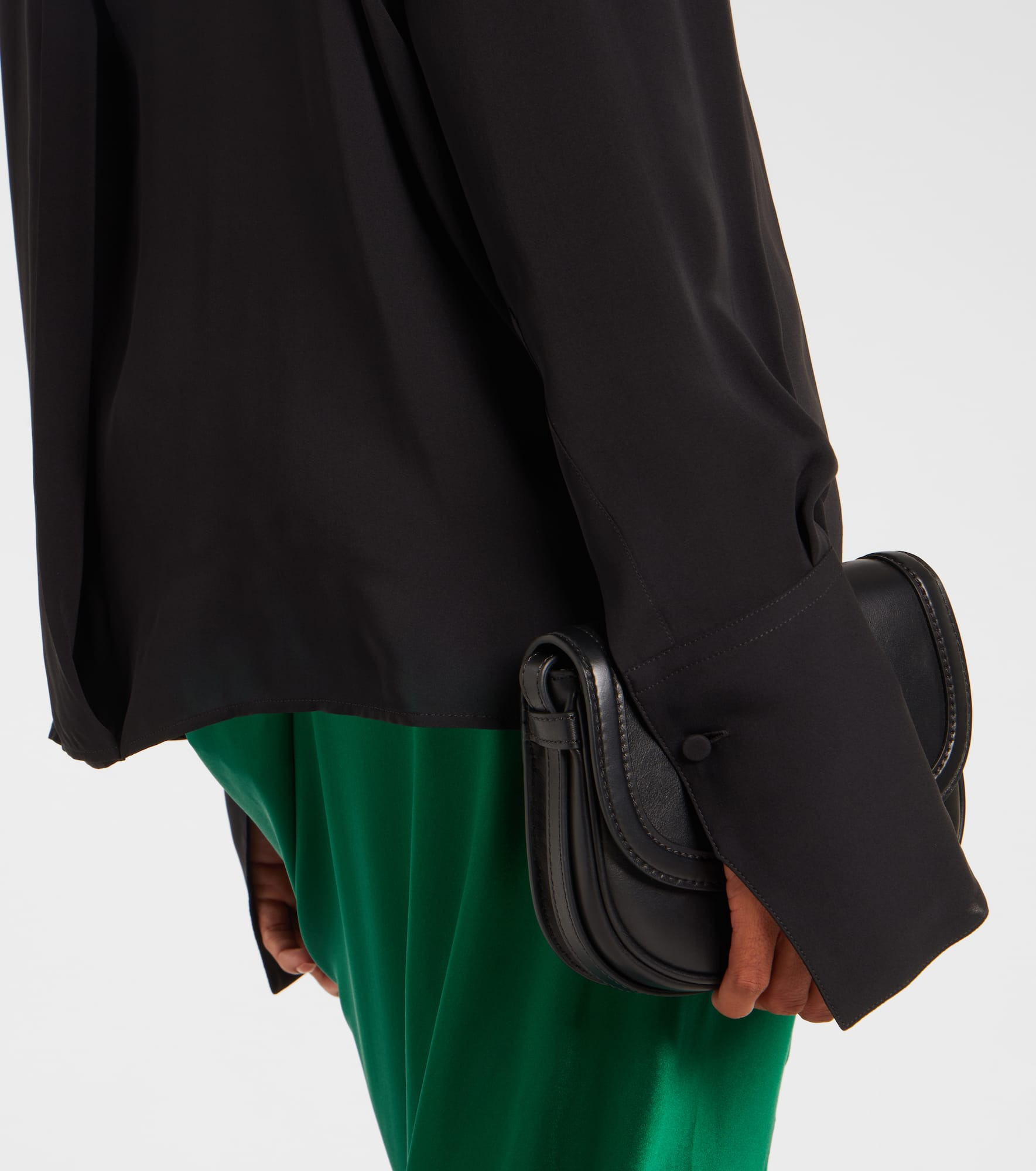 Draped silk satin blouse - 6
