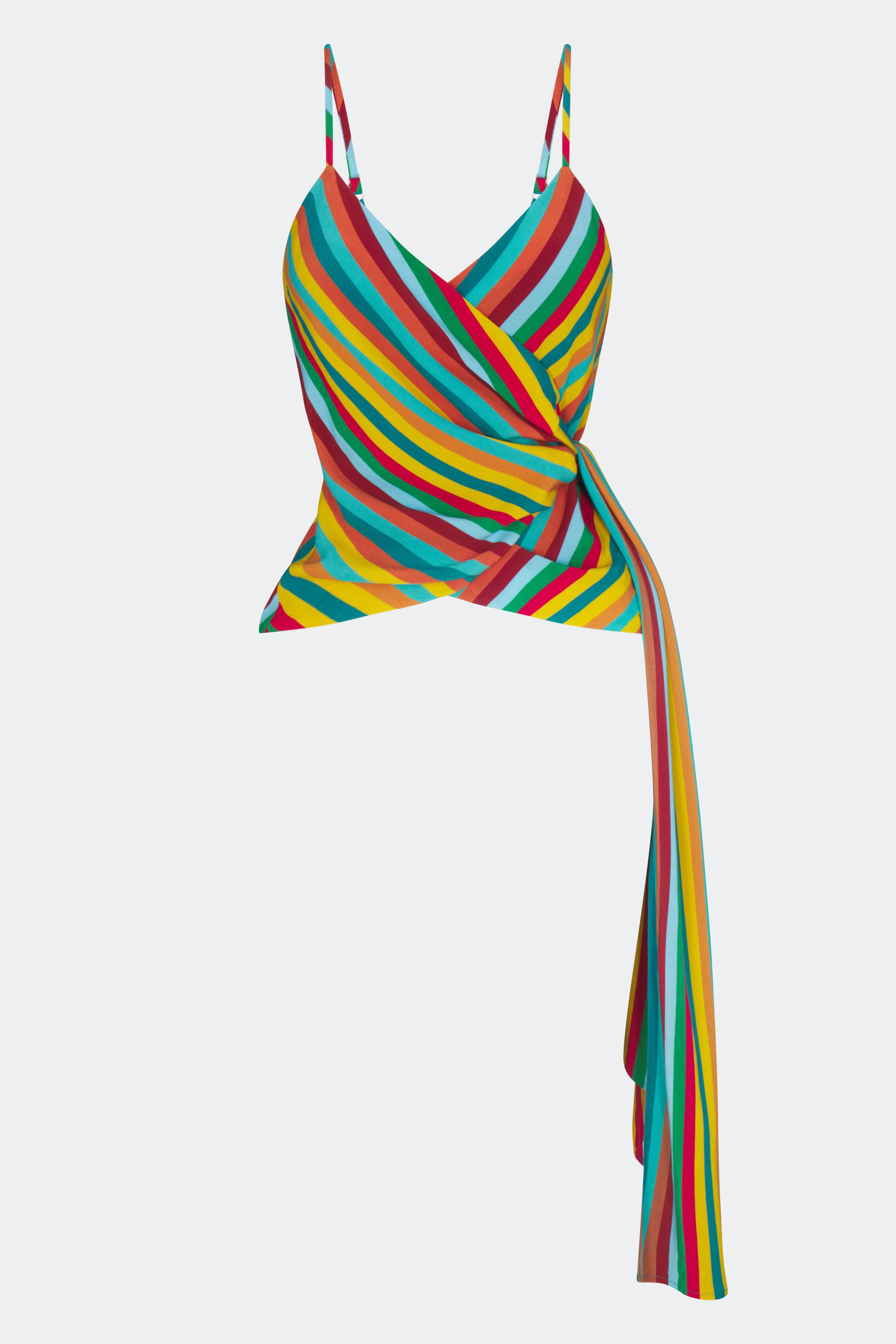 Marlowe Crepe Tie Tank In Vibrant Multi Stripe - 1