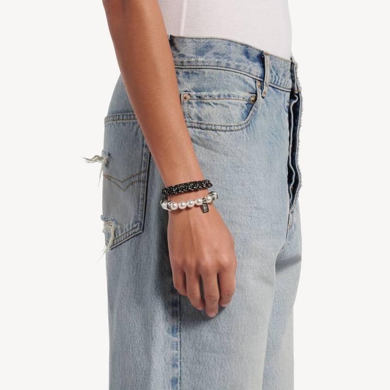 Malibu Pearl Bracelet/choker in Black/white/shiny Silver 5
