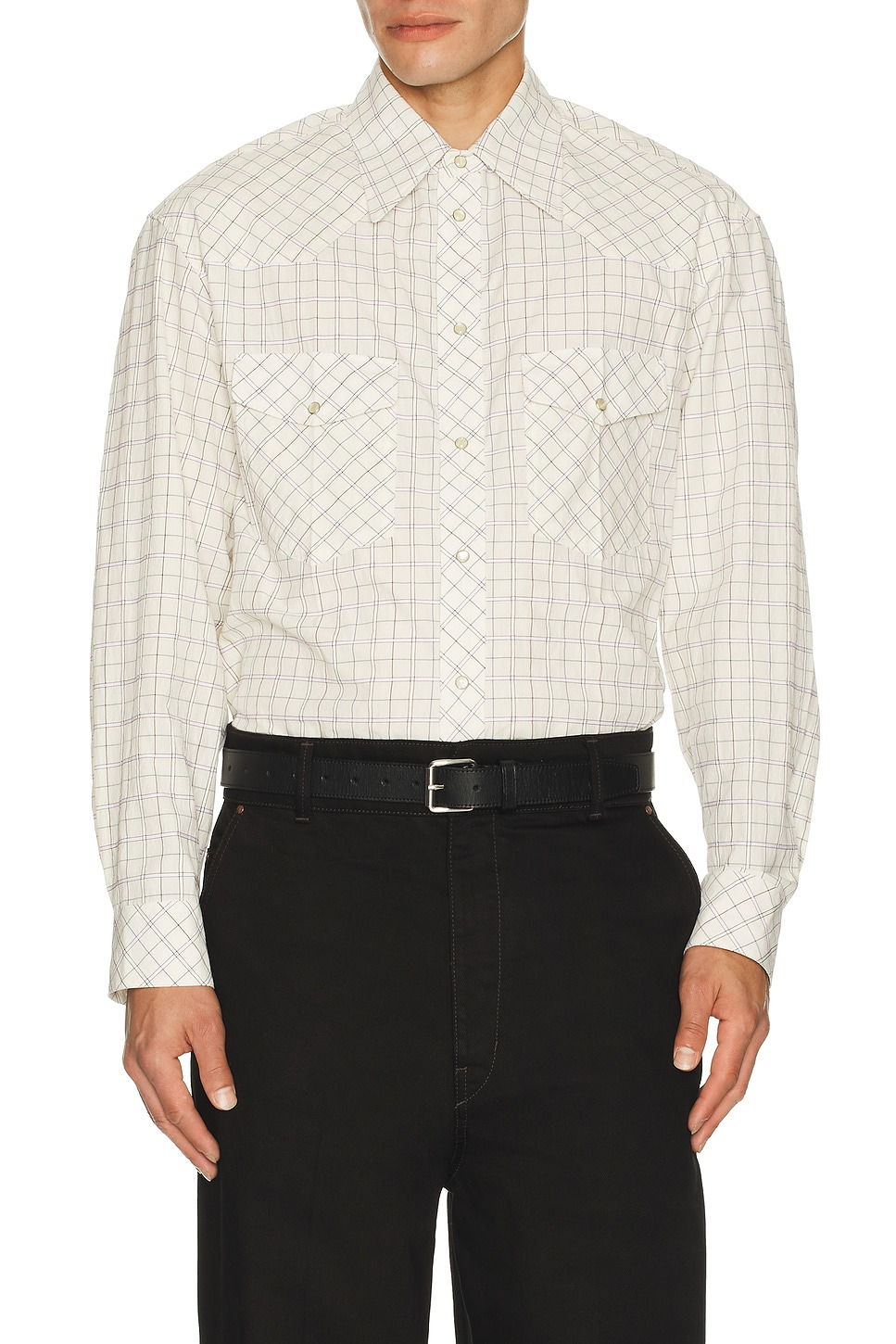 Textured Cotton Check Western Check Shirt - 3