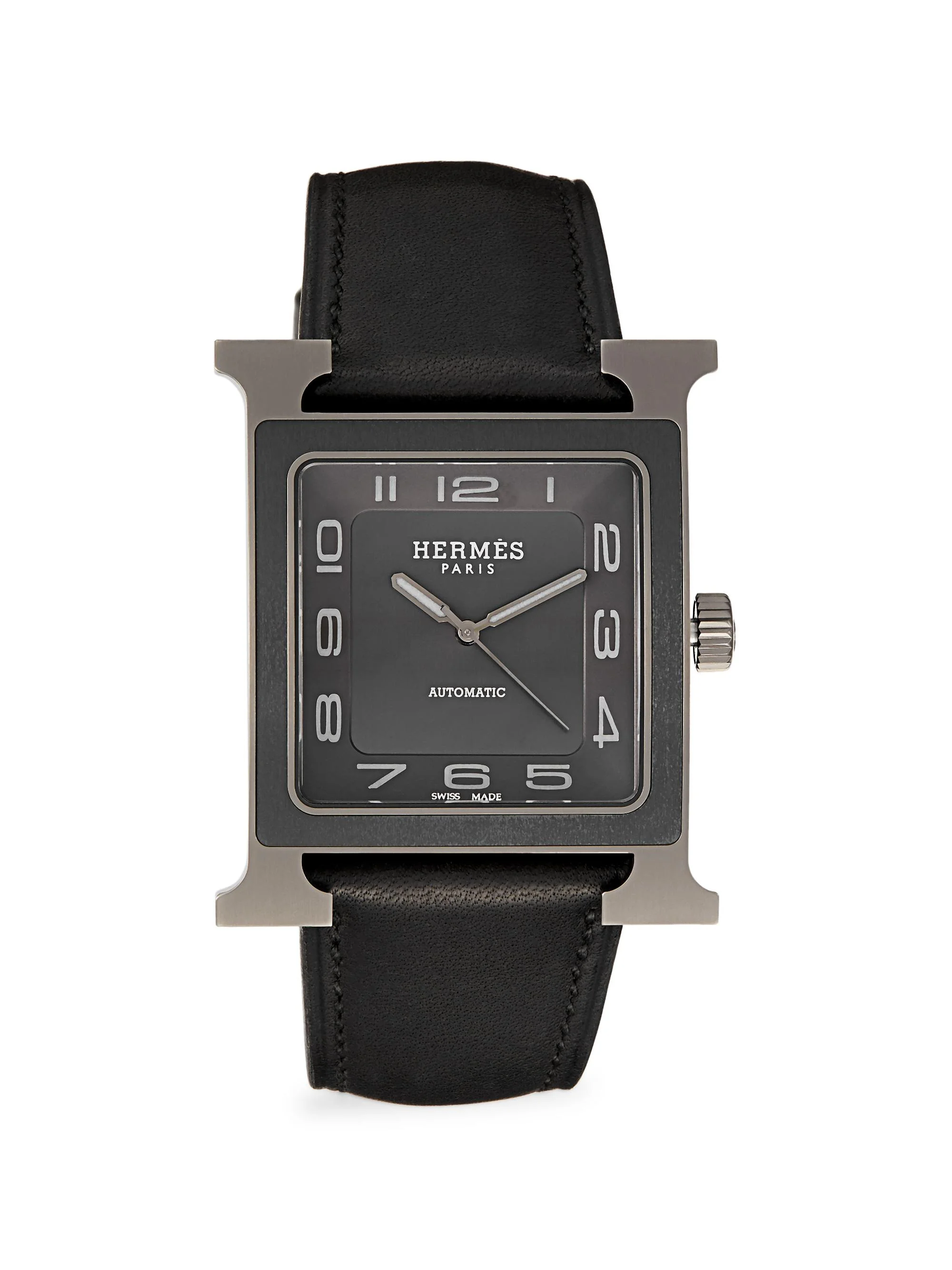 Unisex Heure H 34MM Titanium & Leather Strap Watch - 1