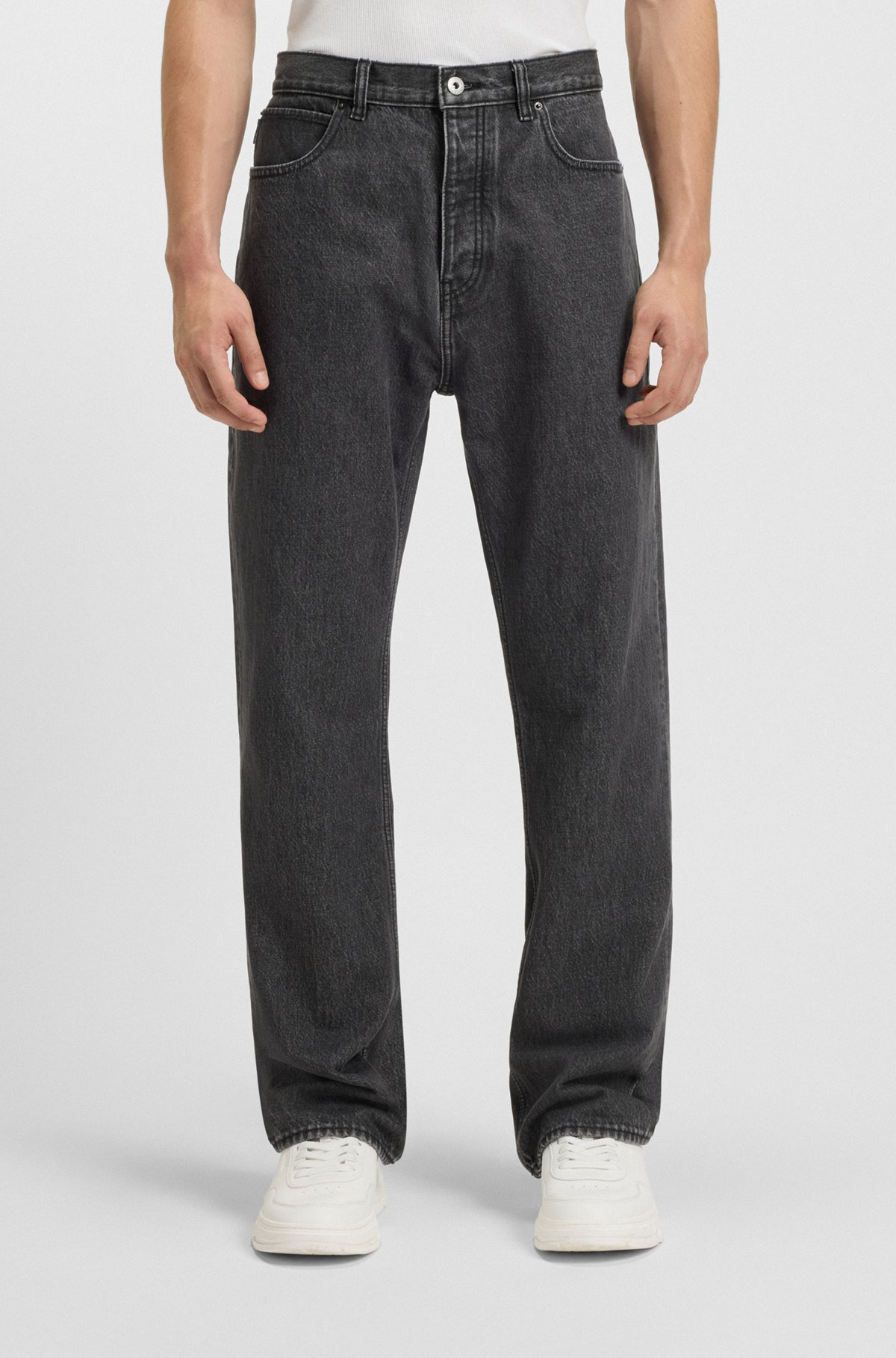 BAGGY-FIT JEANS IN BLACK STONEWASHED DENIM - 2