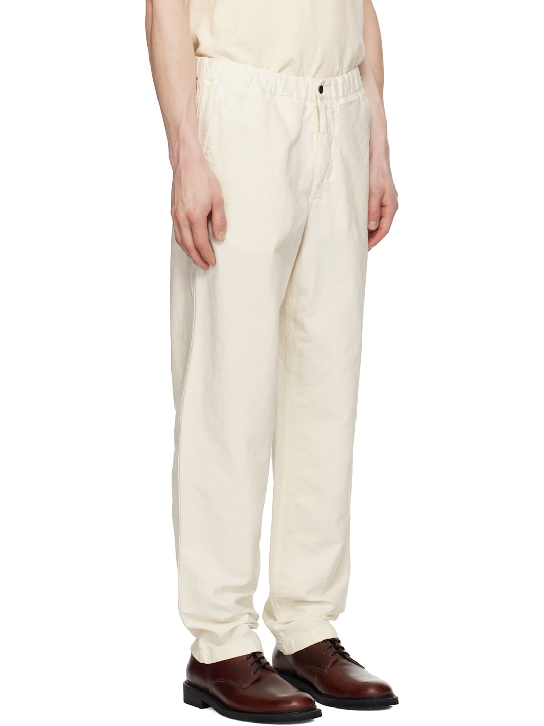 White Ezra Relaxed Cotton Linen Trousers - 2