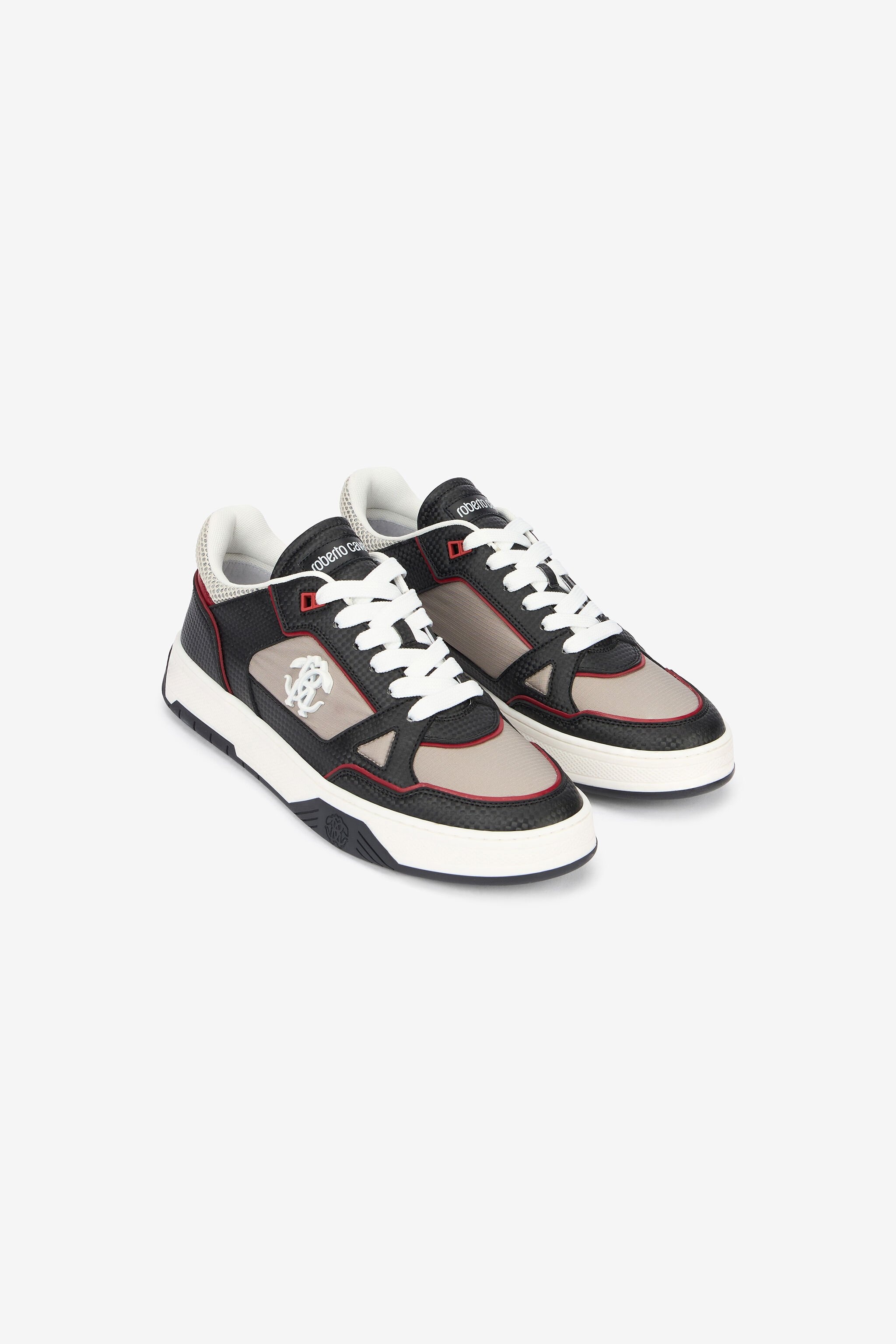 White and Black Sneakers with Mirror Snake Monogram - 2