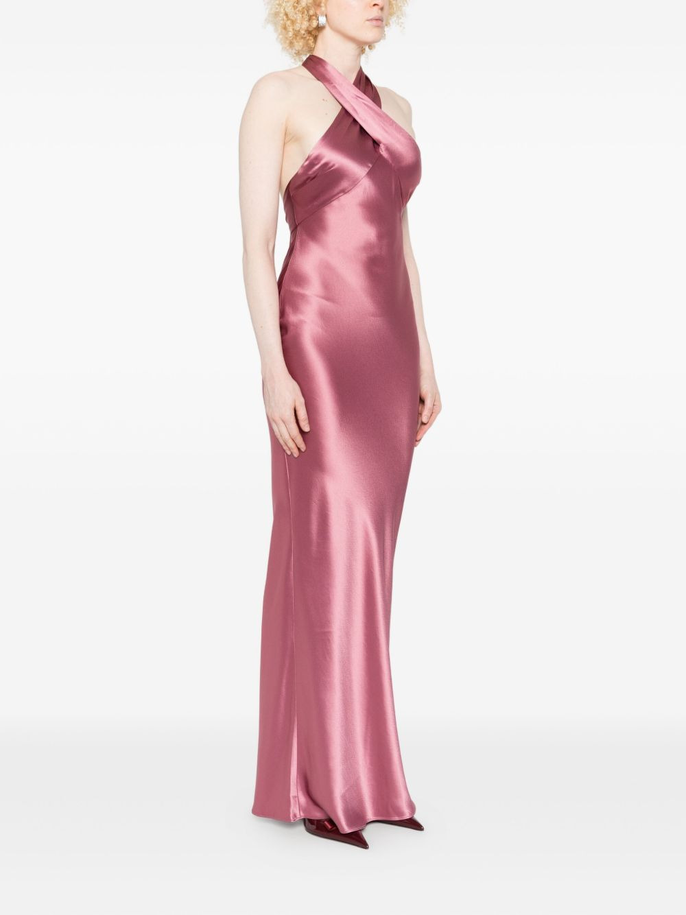 cross-front satin dress - 3