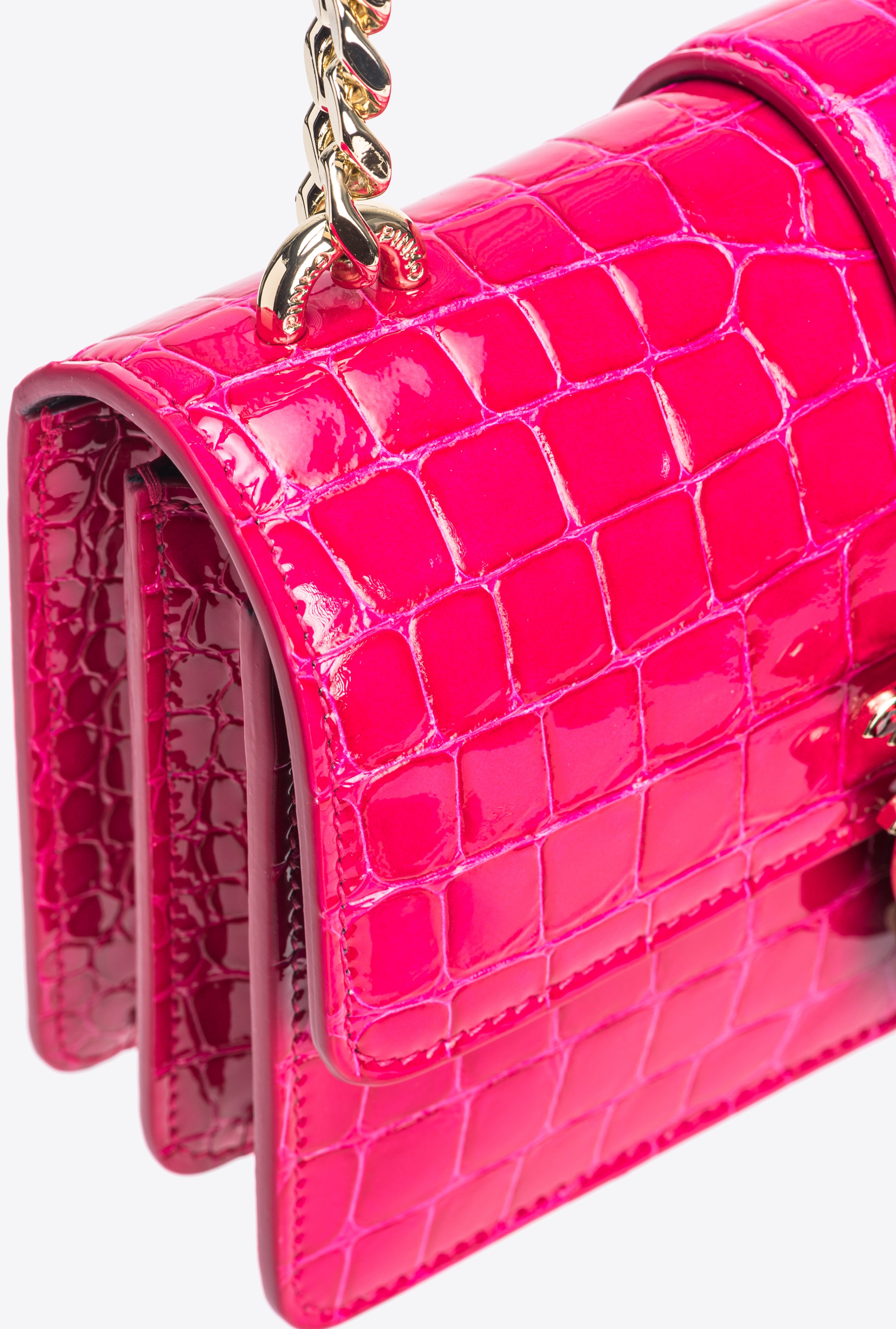 PINKO GALLERIA MINI LOVE BAG ONE IN SHINY COLOURED CROCODILE-PRINT LEATHER - 4