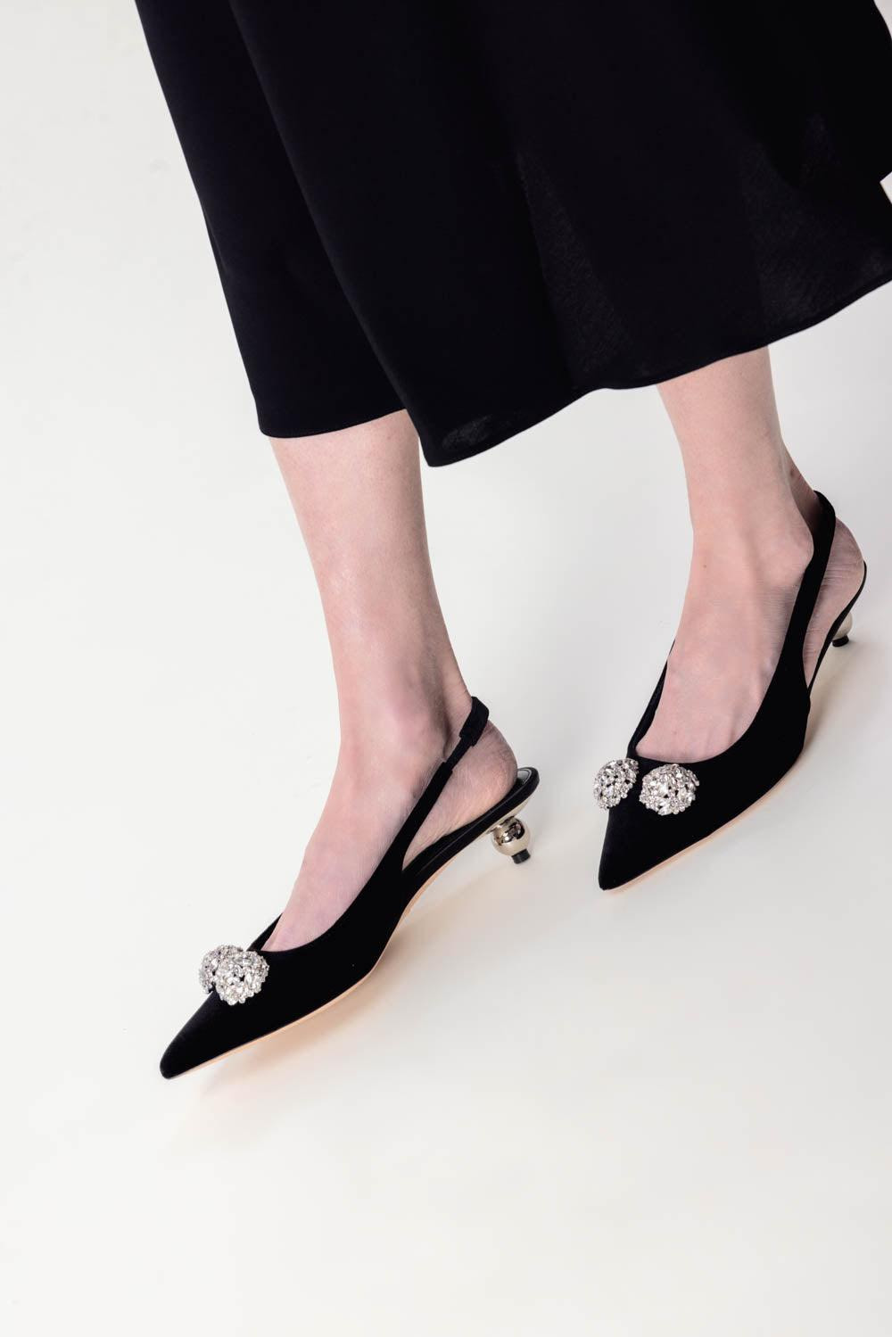 Crystal Embellished Slingback Heels - 3