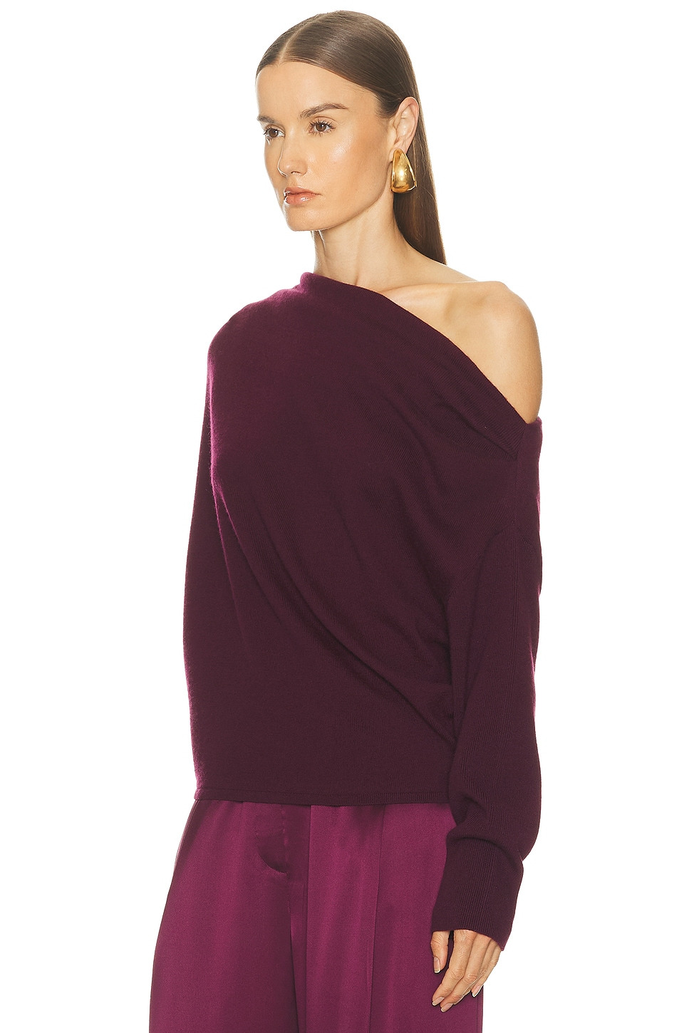 Long Sleeve Asymmetrical Drape Sweater - 3