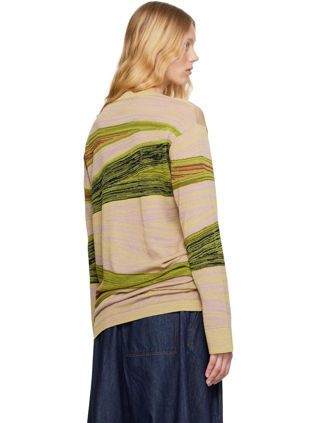 Green & Pink Striped Sweater - 3
