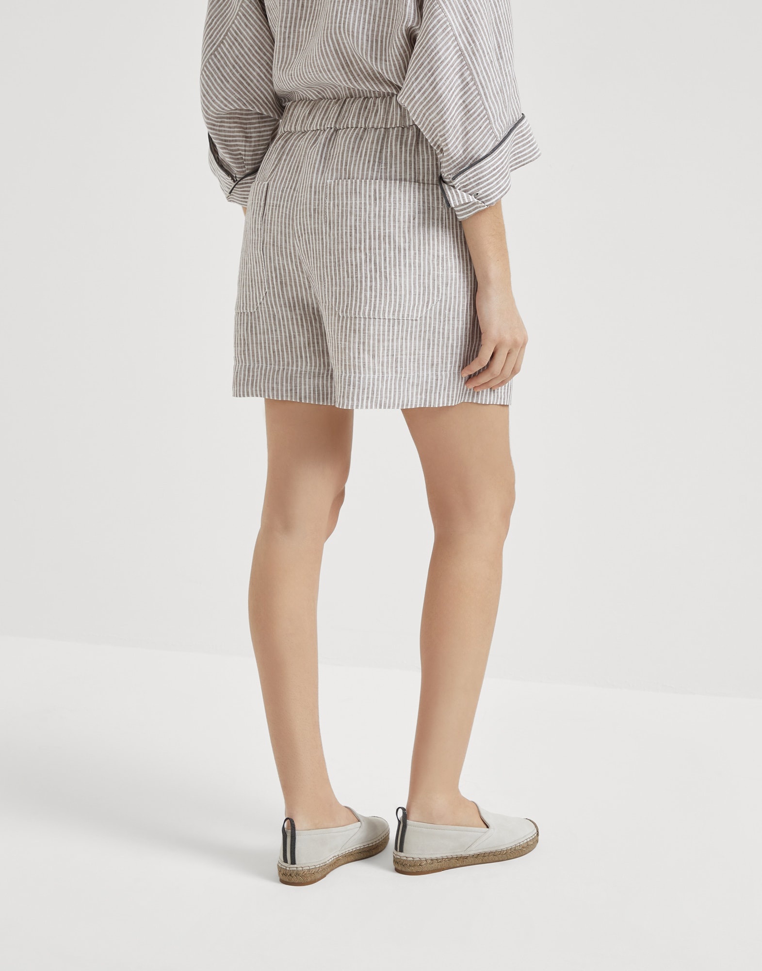 Striped lightweight linen baggy shorts - 2