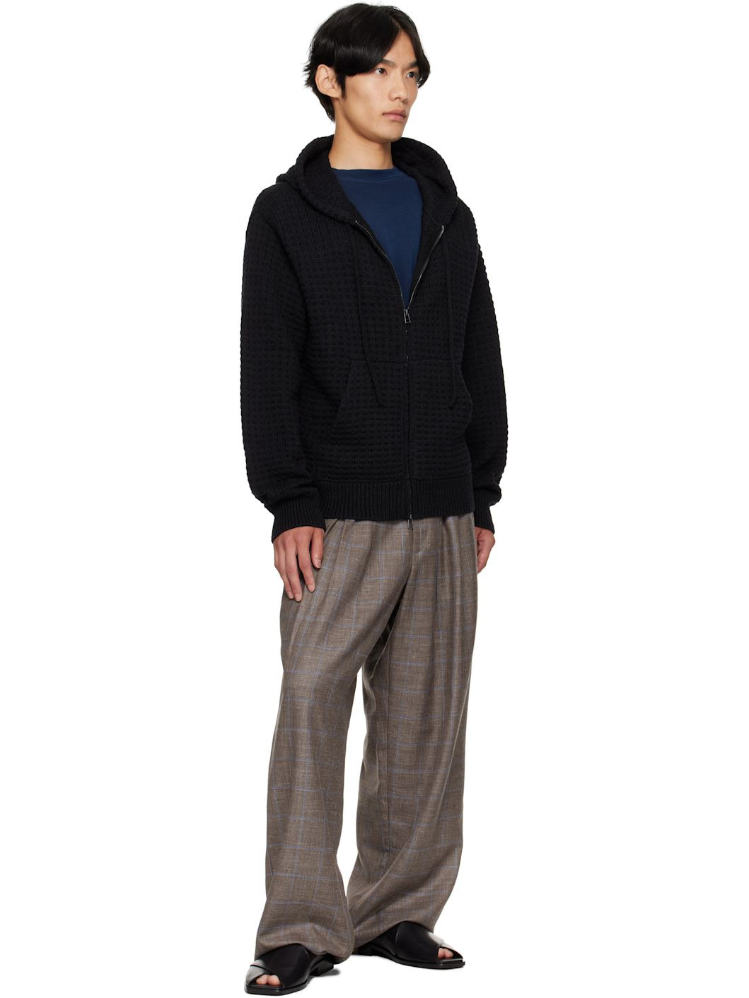 Black Nora Lite Check Zip Hoodie - 4