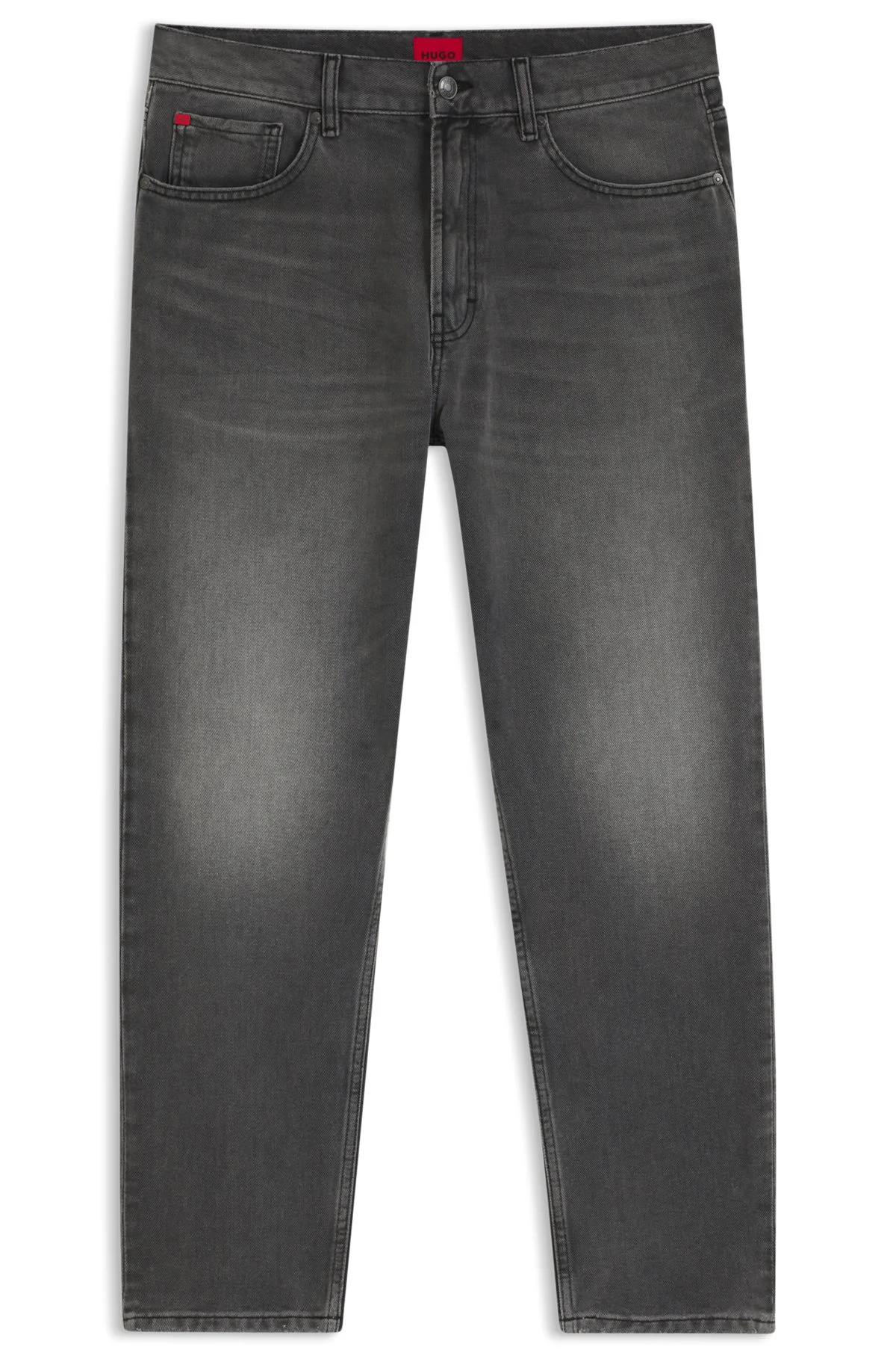 TAPERED-FIT JEANS IN GRAY DENIM WITH USED EFFECTS - 1