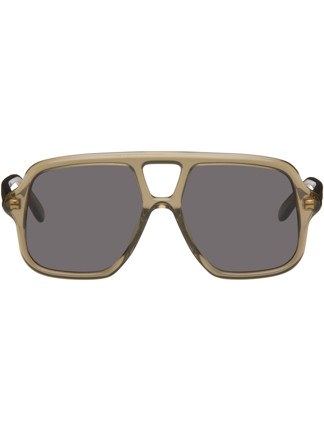 Khaki Aviator Slim Sunglasses - 1