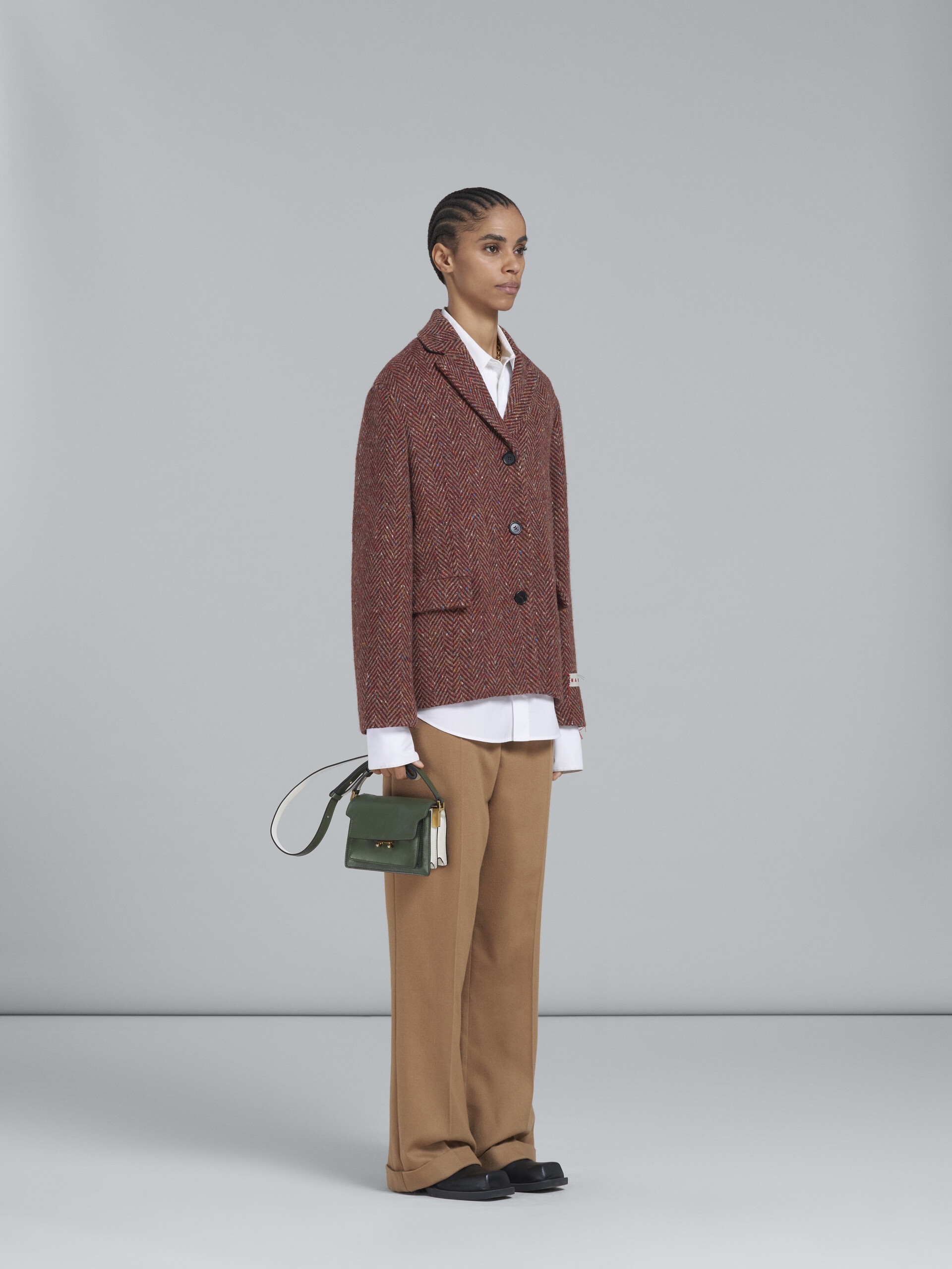 BURGUNDY WOOL CHEVRON JACKET - 6