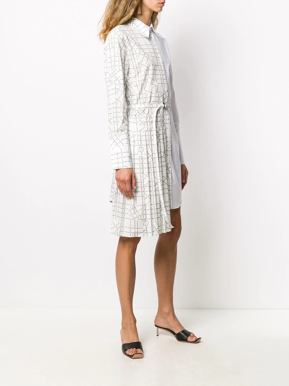 panelled logo-grid shirt dress - 3