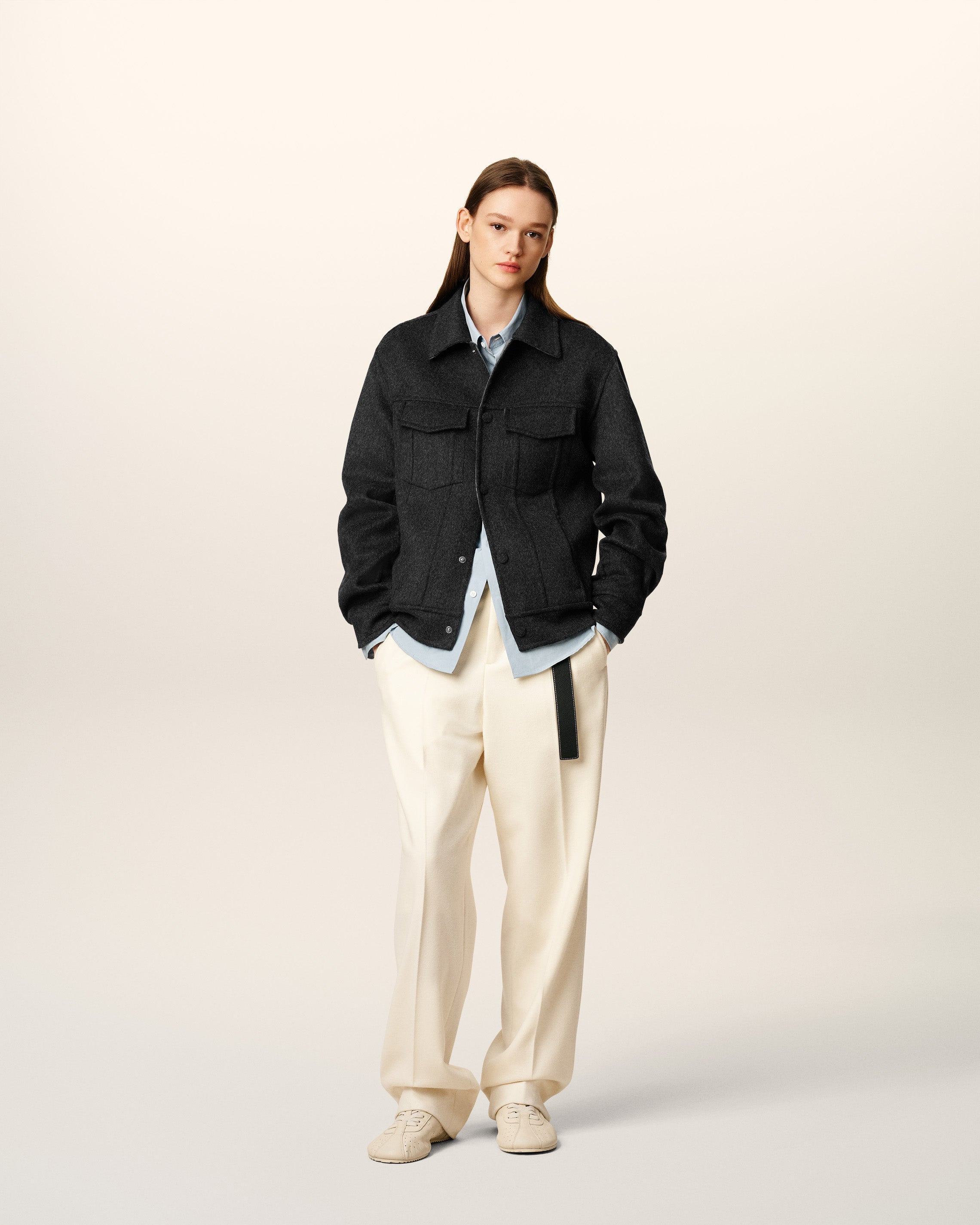 GREY WOOL TRUCKER JACKET - 2
