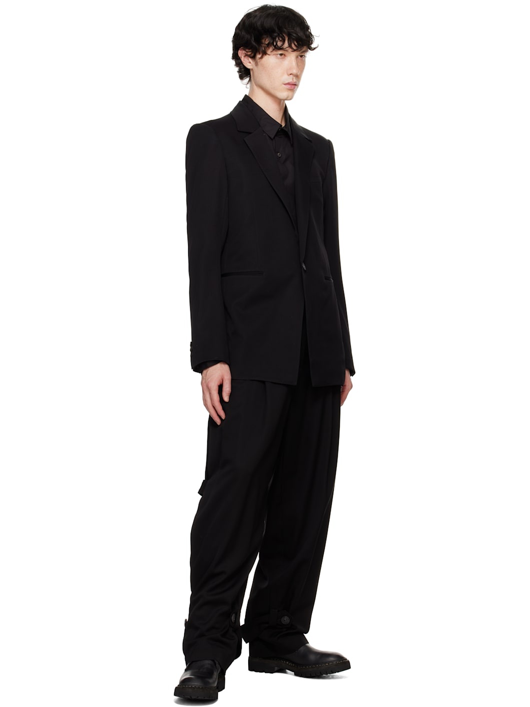 Black Horn-Button Blazer - 4