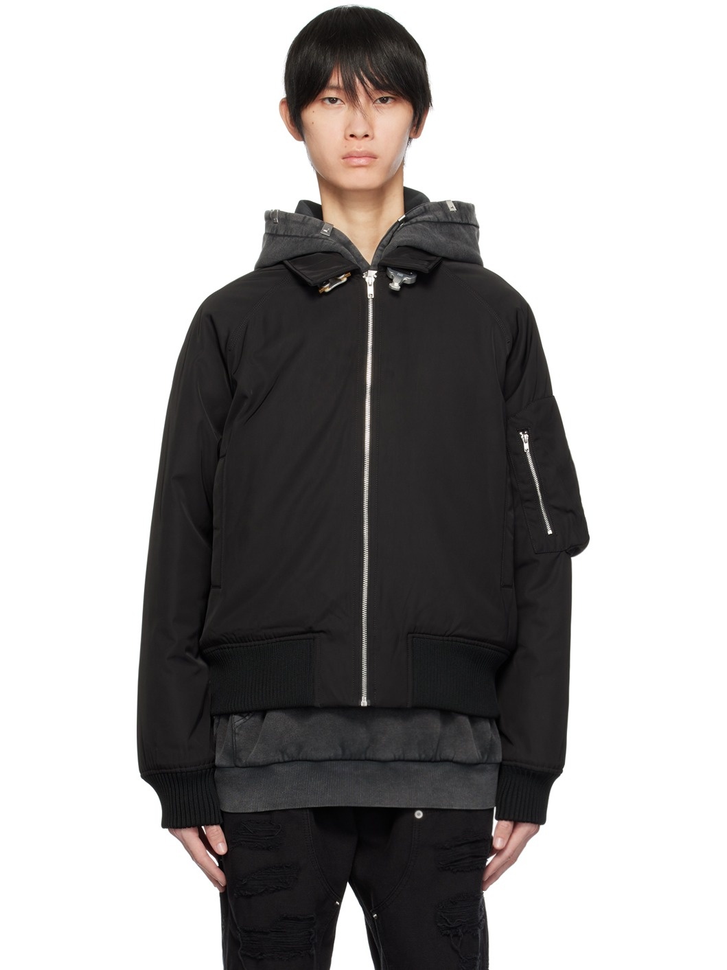 Black Arch Bomber Jacket